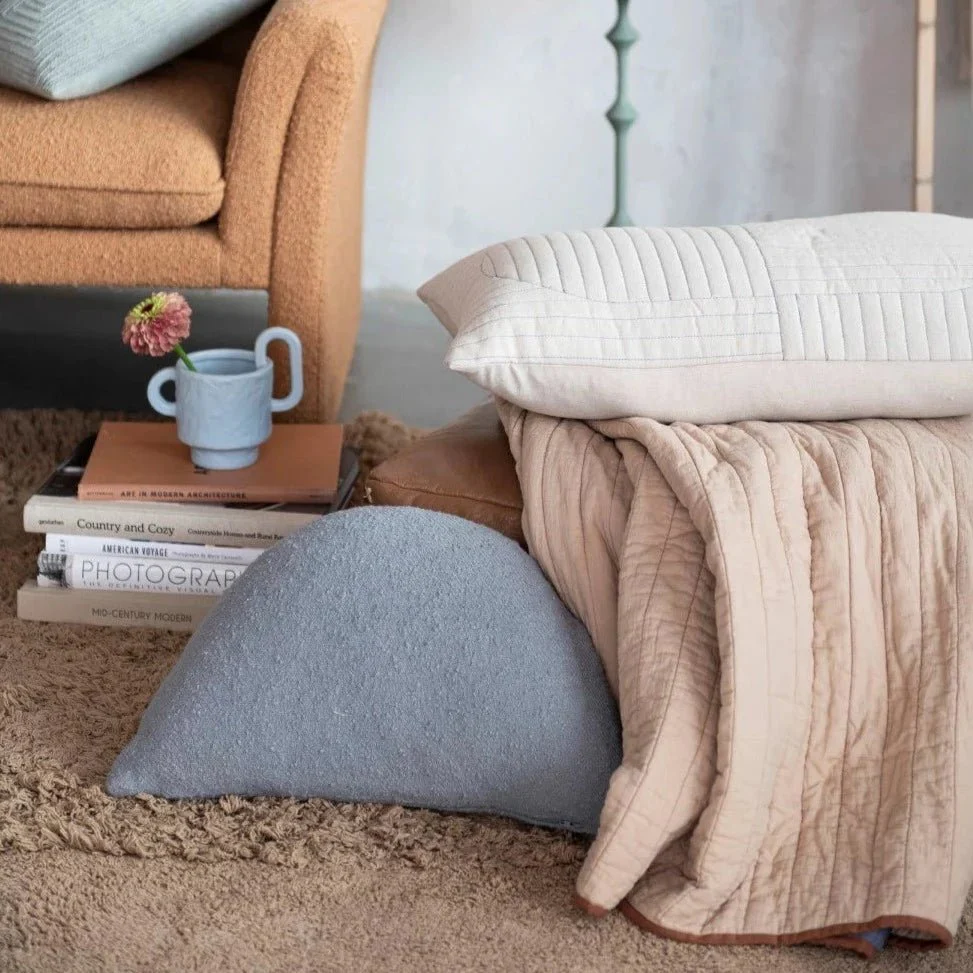 Quilted Chambray Lumbar Pillow - Image 2