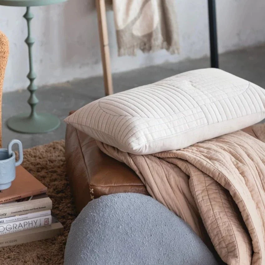 Quilted Chambray Lumbar Pillow - Image 3