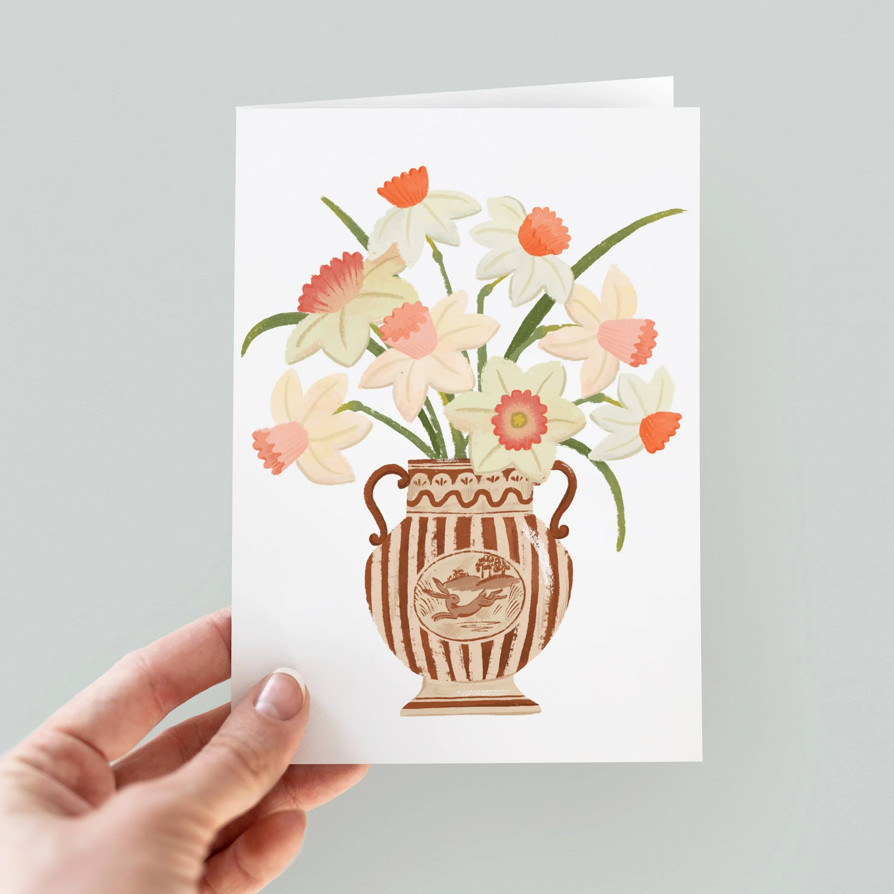 Rabbit Vase With Daffodils Card