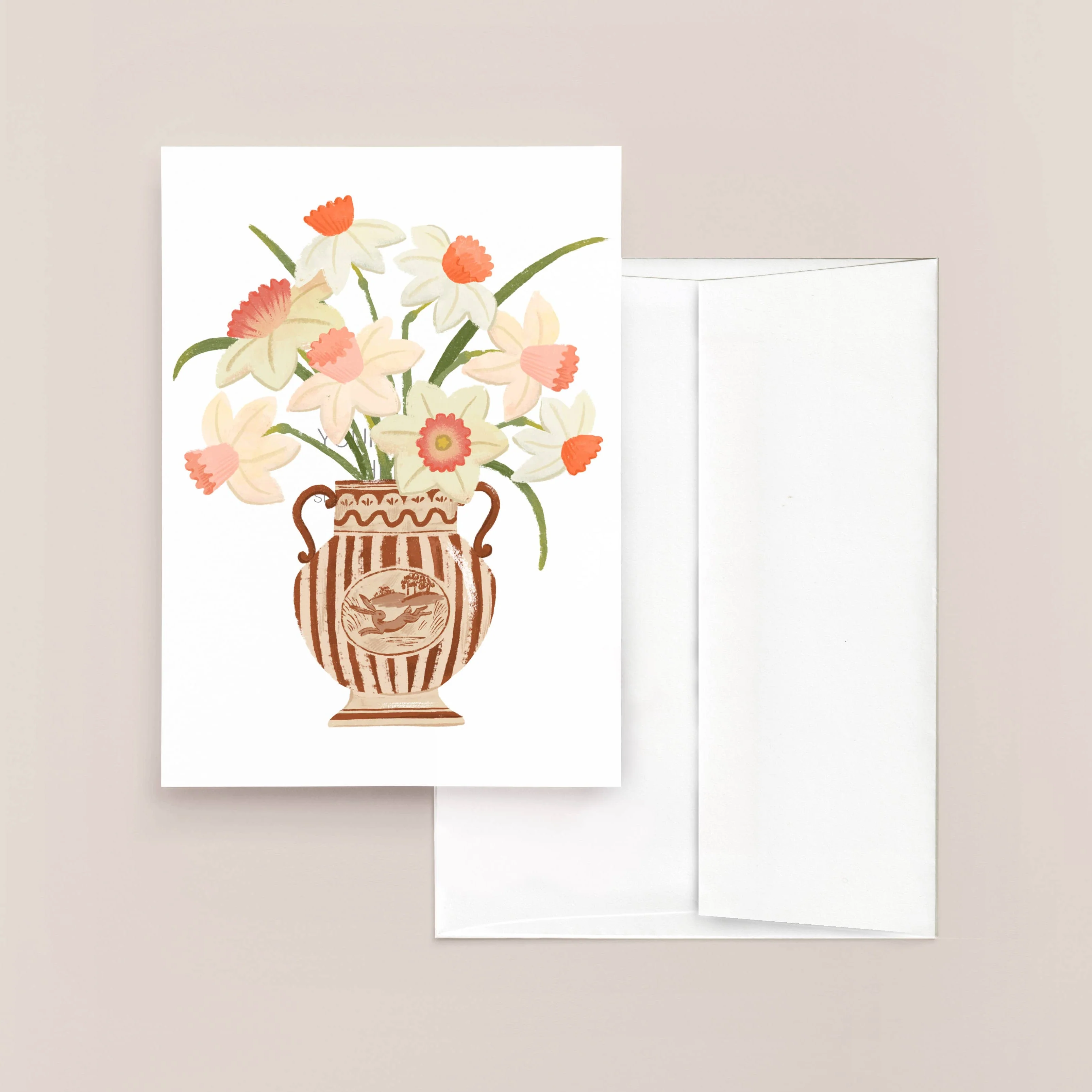 Rabbit Vase With Daffodils Card - Image 2