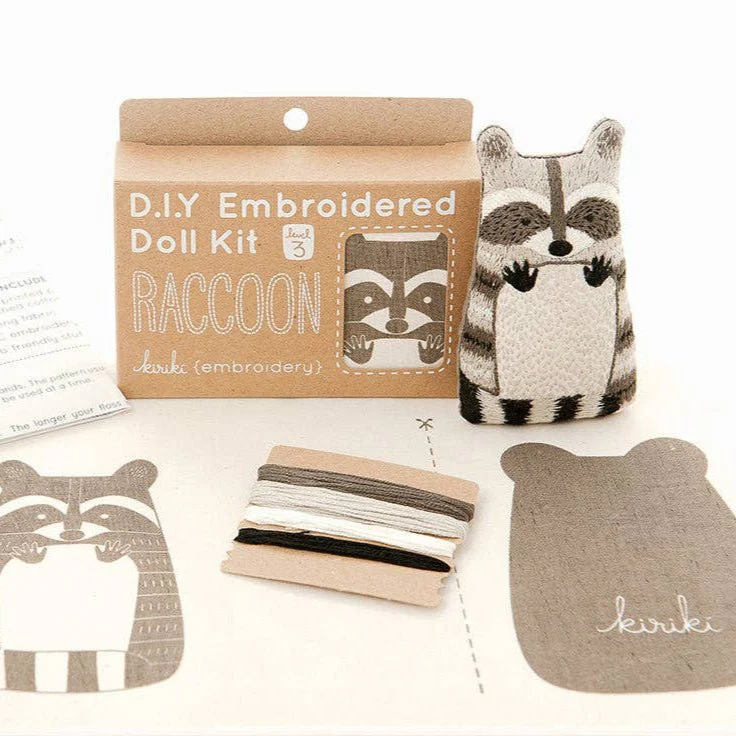 Stuffed Raccoon Embroidery Kit - Image 2