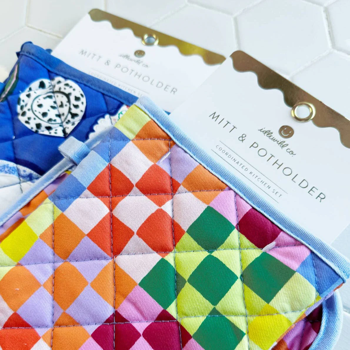 Rainbow Check Oven Mitt + Pot Holder - Image 3