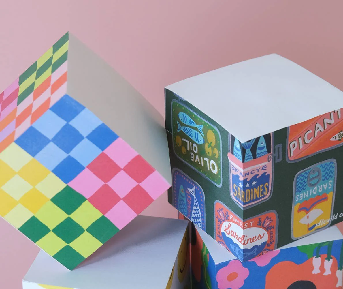 Rainbow Check Sticky Note Cube - Image 3