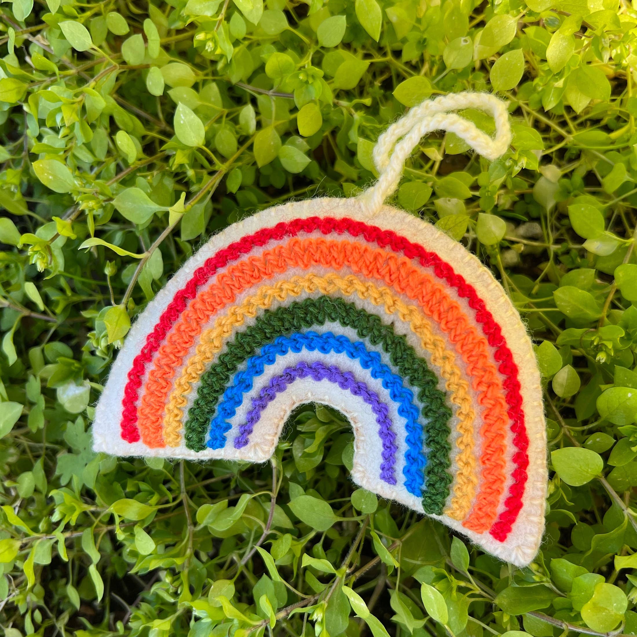 Rainbow Embroidered Wool Ornament - Image 2