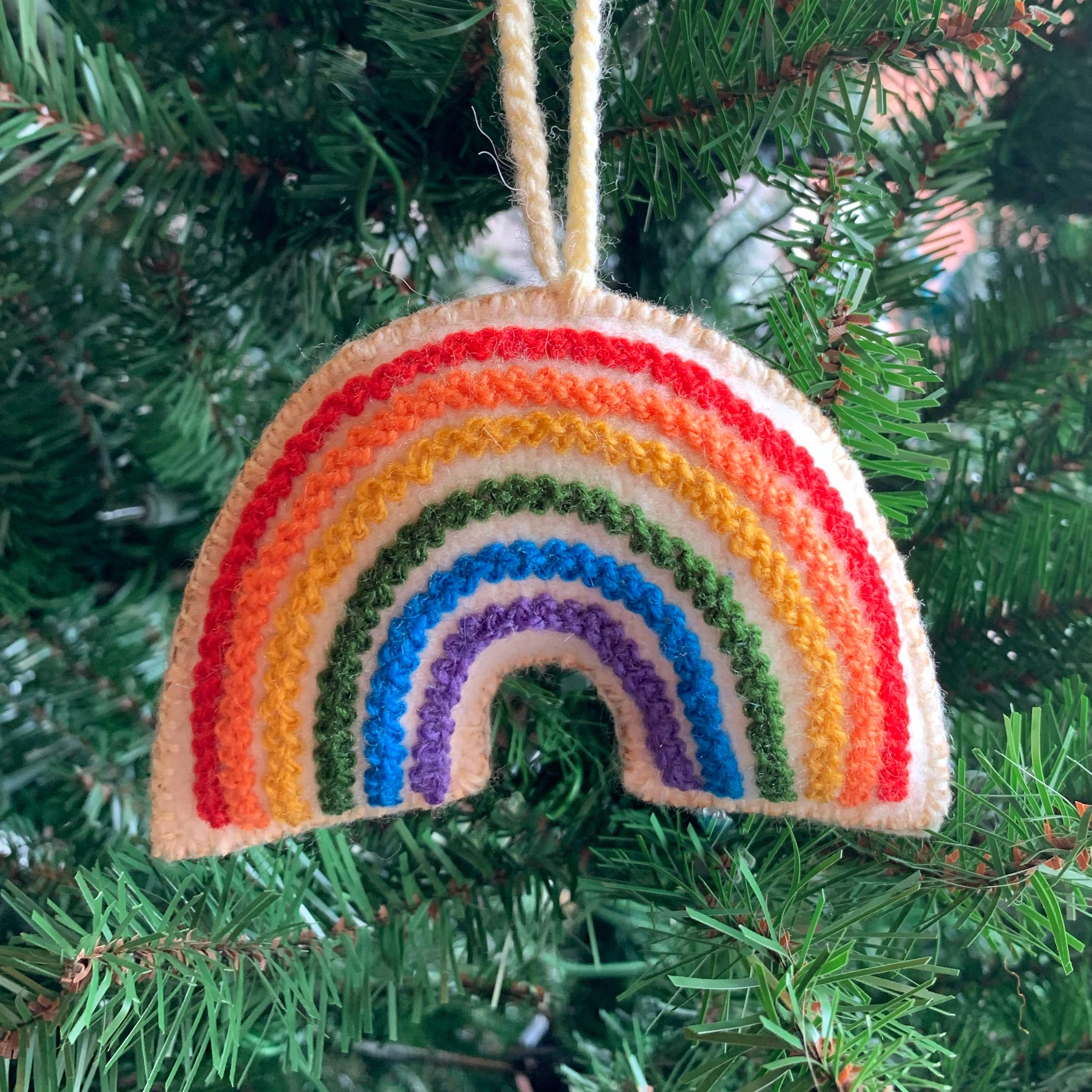 Rainbow Embroidered Wool Ornament - Image 3