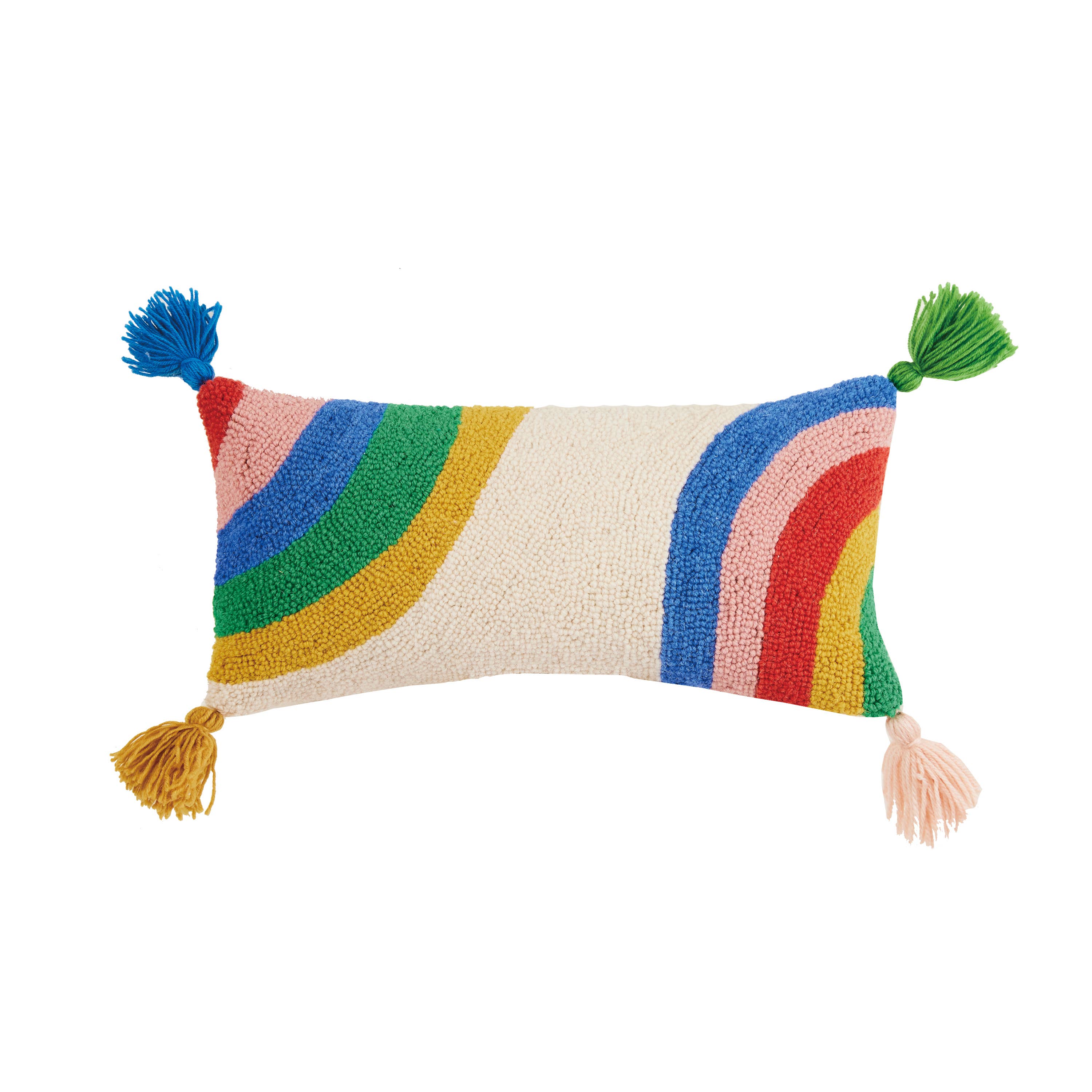 Rainbow with Tassels Hook Pillow