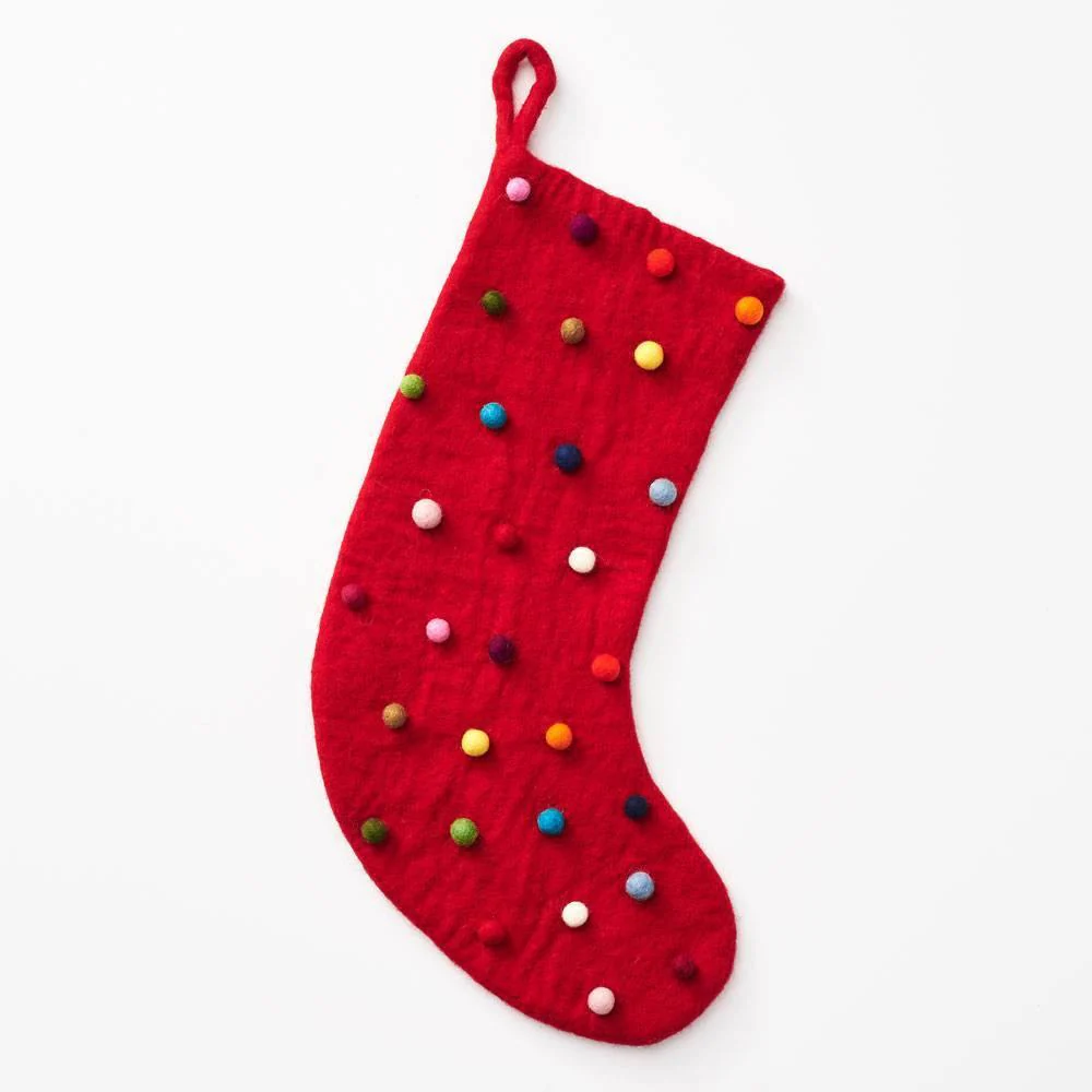 Red Felt Pom Stocking