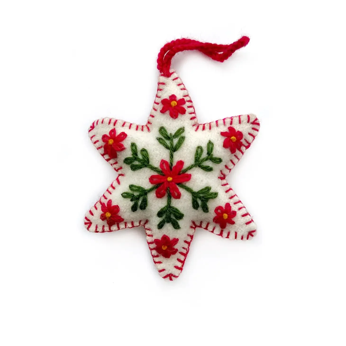 Six Pointed Star Embroidered Wool Ornament - Image 2