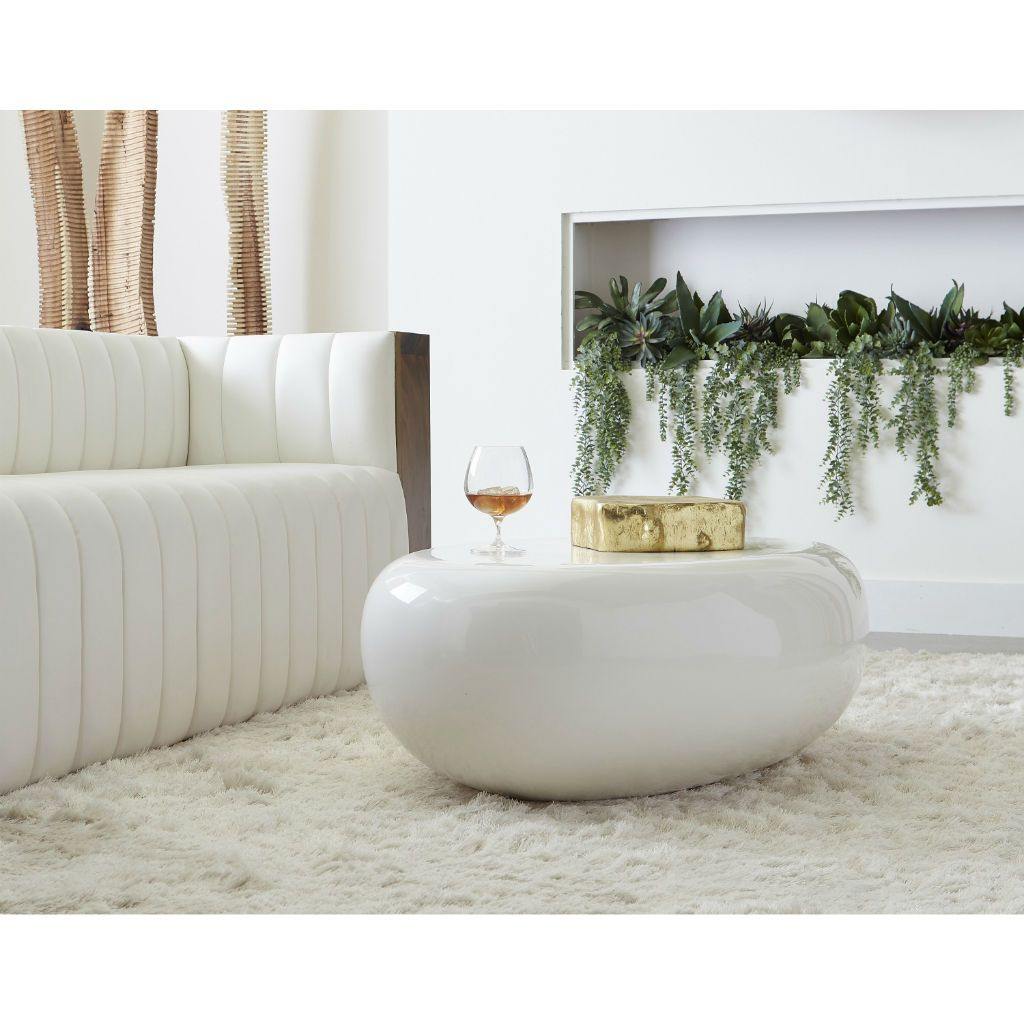 River Stone Cocktail Table, Gel Coat White - Image 5