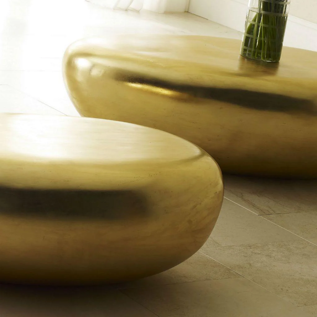 River Stone Cocktail Table, Gold Leaf - Image 3
