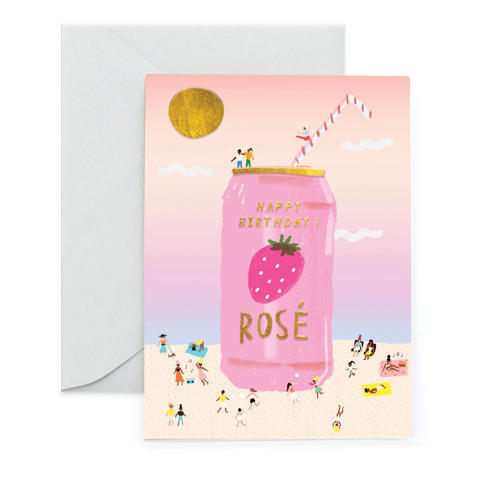Rose On The Beach Birthday Card