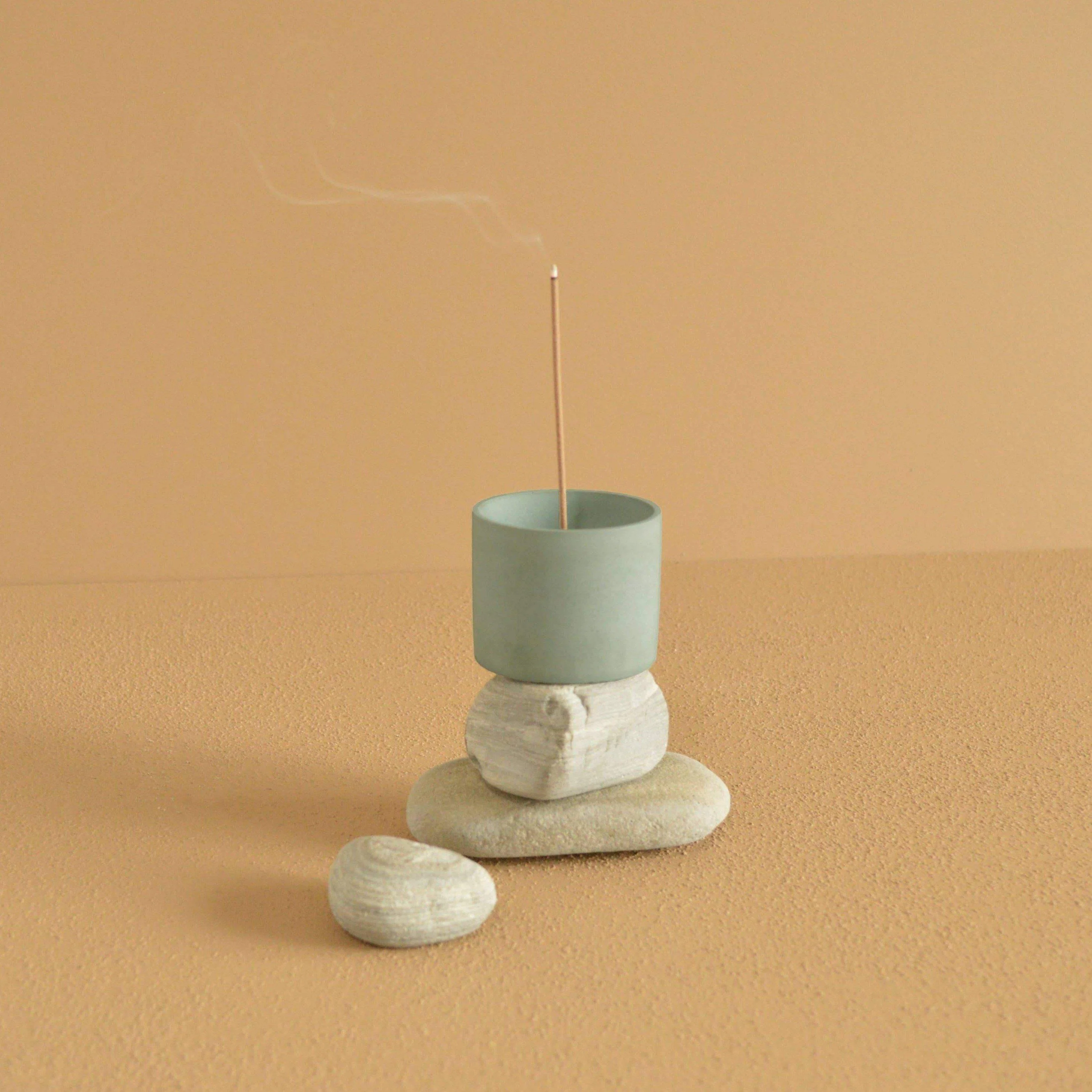 Round Concrete Japanese Incense Burner - Image 2