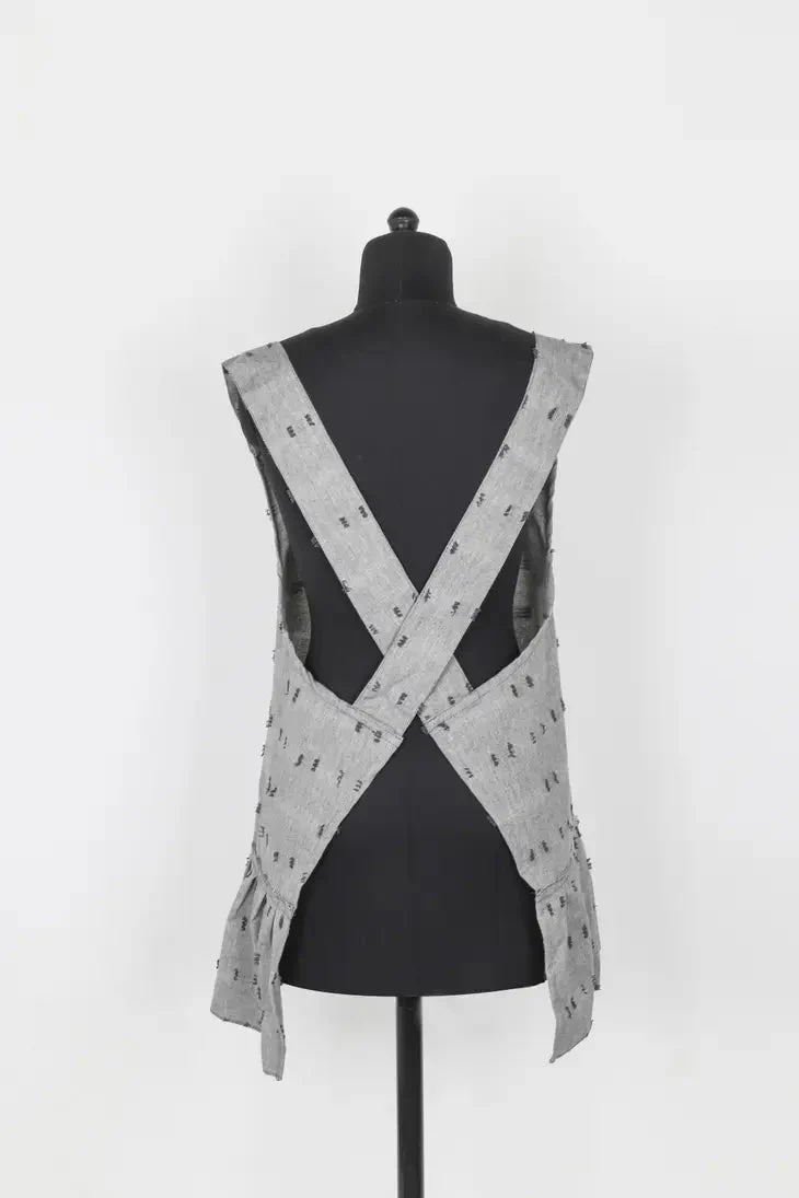 Tuft Pinafore Apron with Ruffle: Slate - Image 2