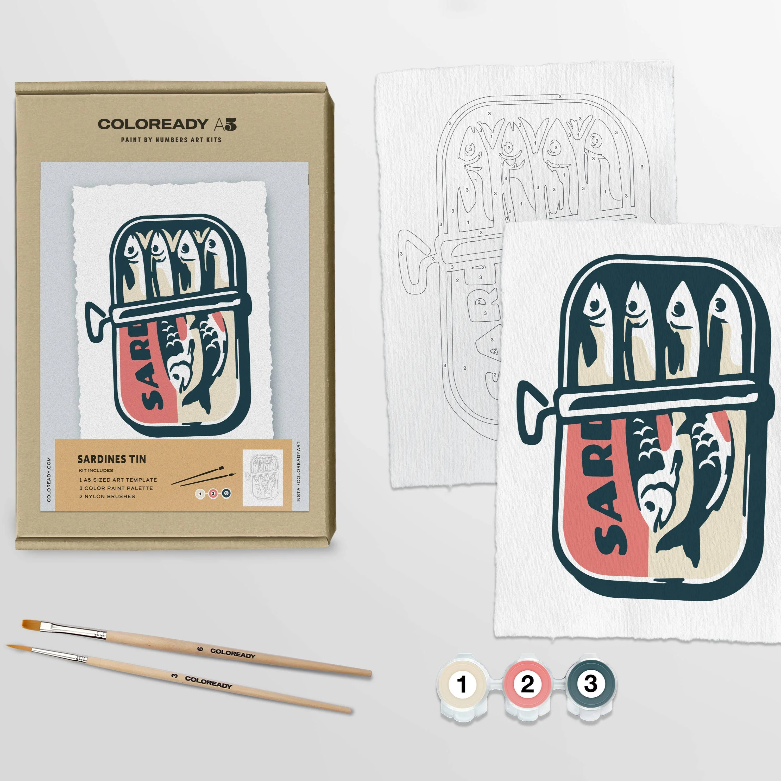 Modern Paint By Numbers Kit: Sardine Tin