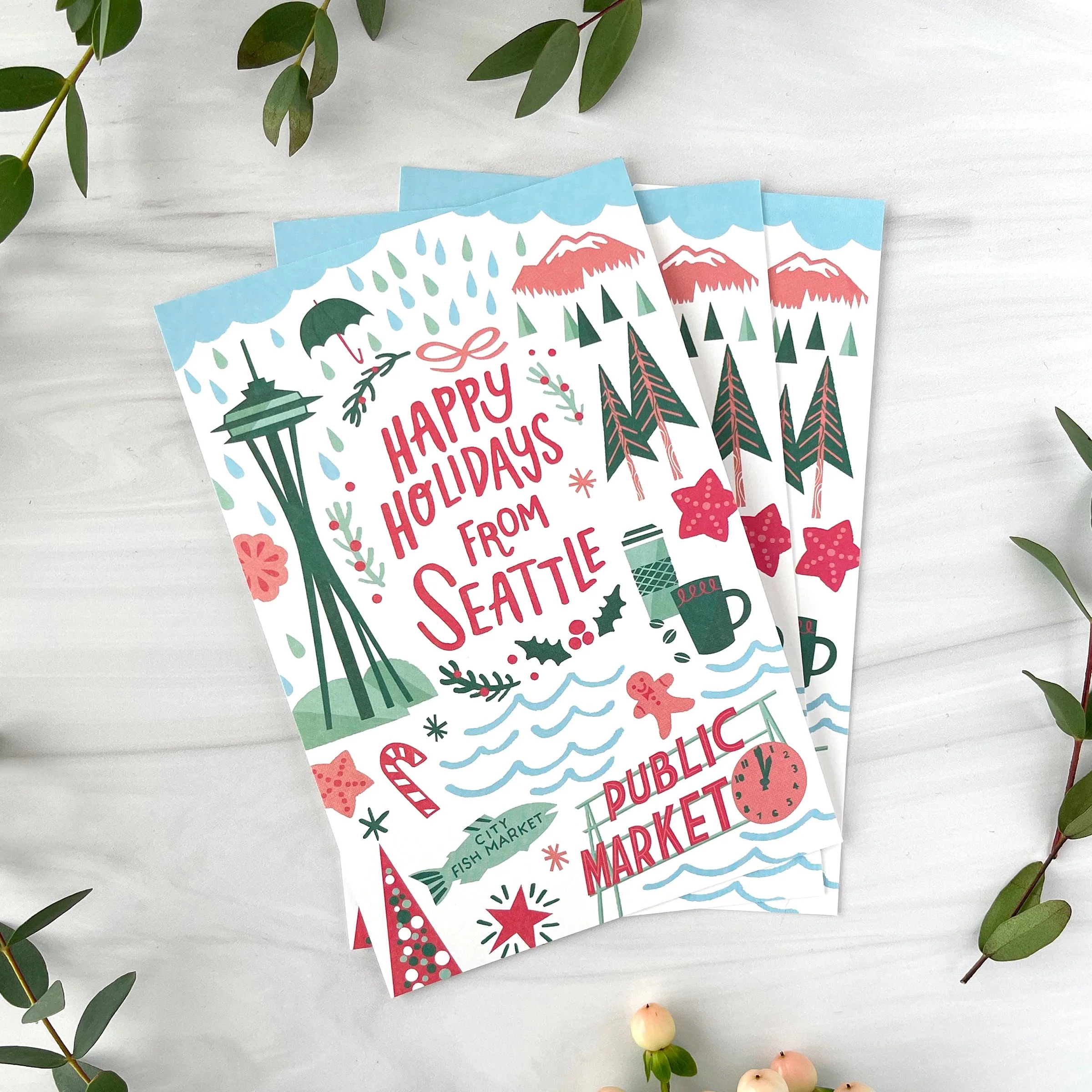 Seattle Holiday Postcard Set - Image 2