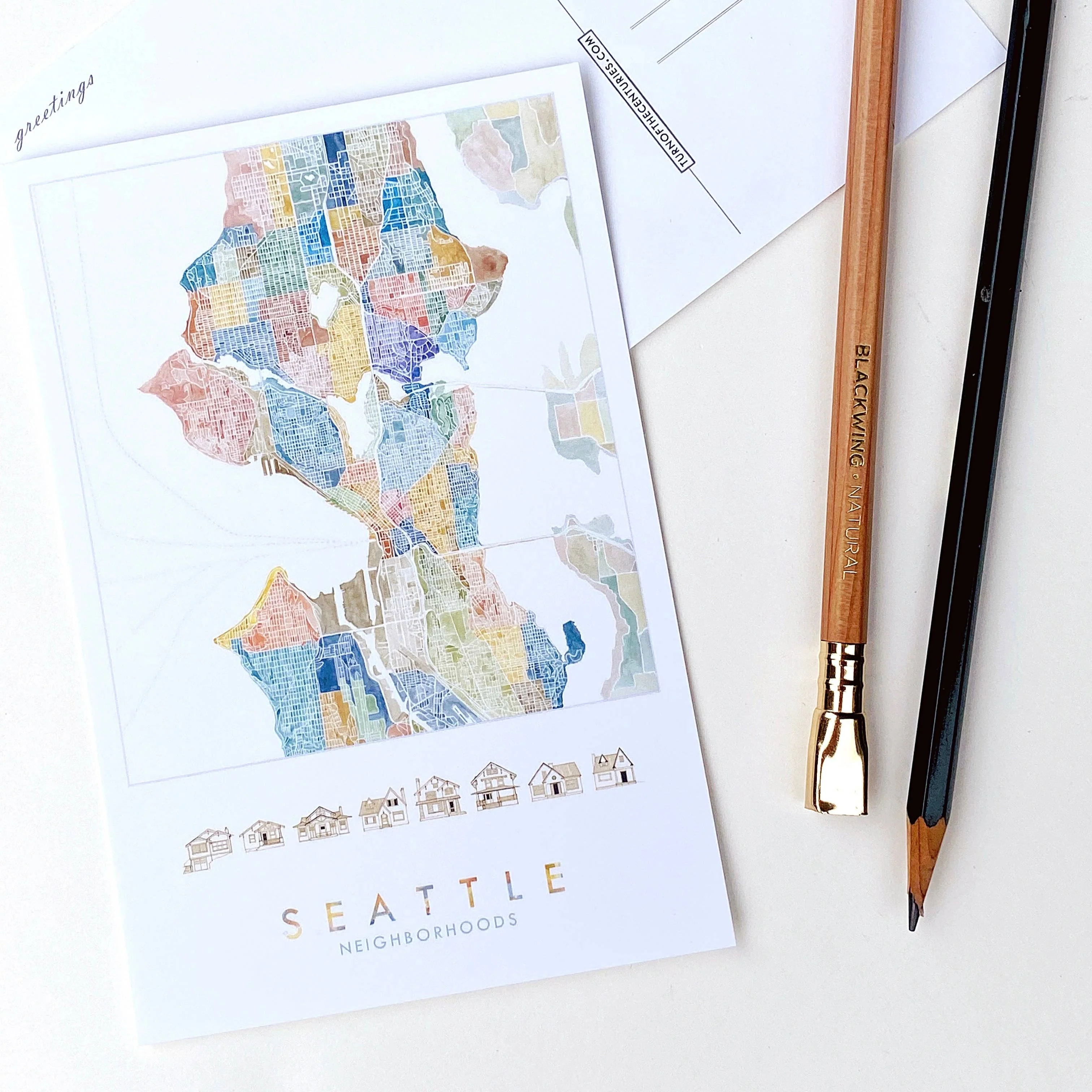 Seattle Neighborhoods Map Postcard - Image 3