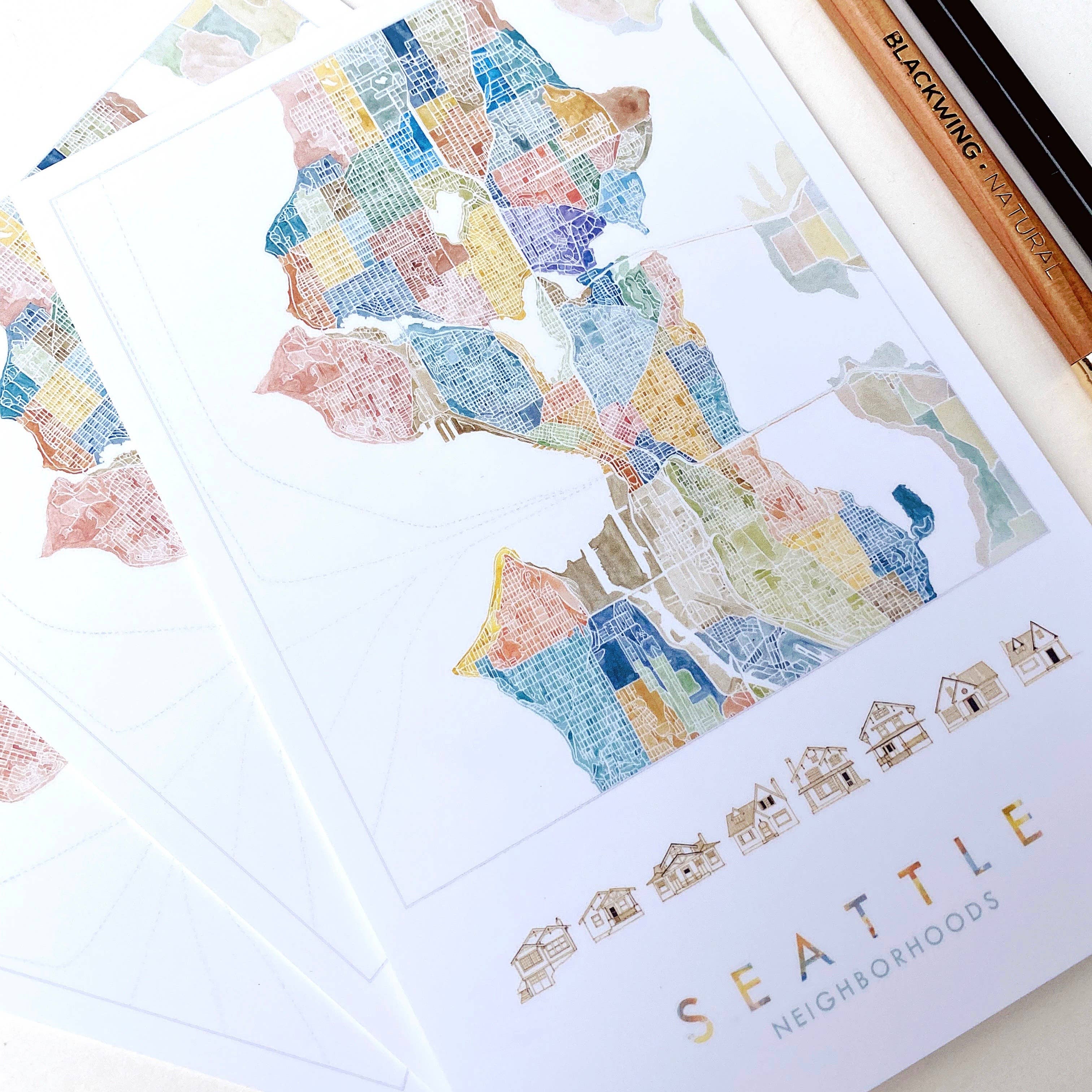 Seattle Neighborhoods Map Postcard - Image 4