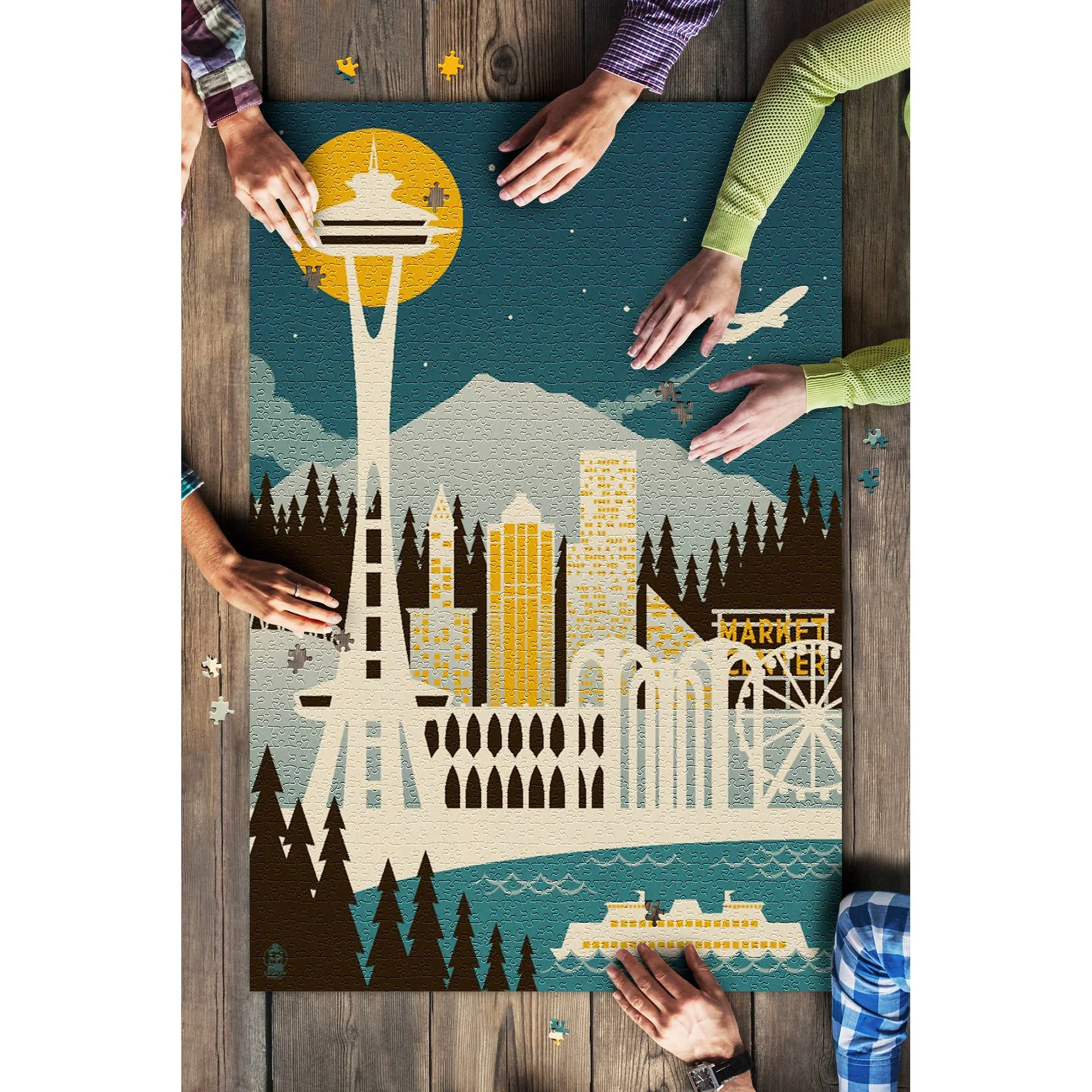 Seattle Retro Skyline Puzzle - Image 2