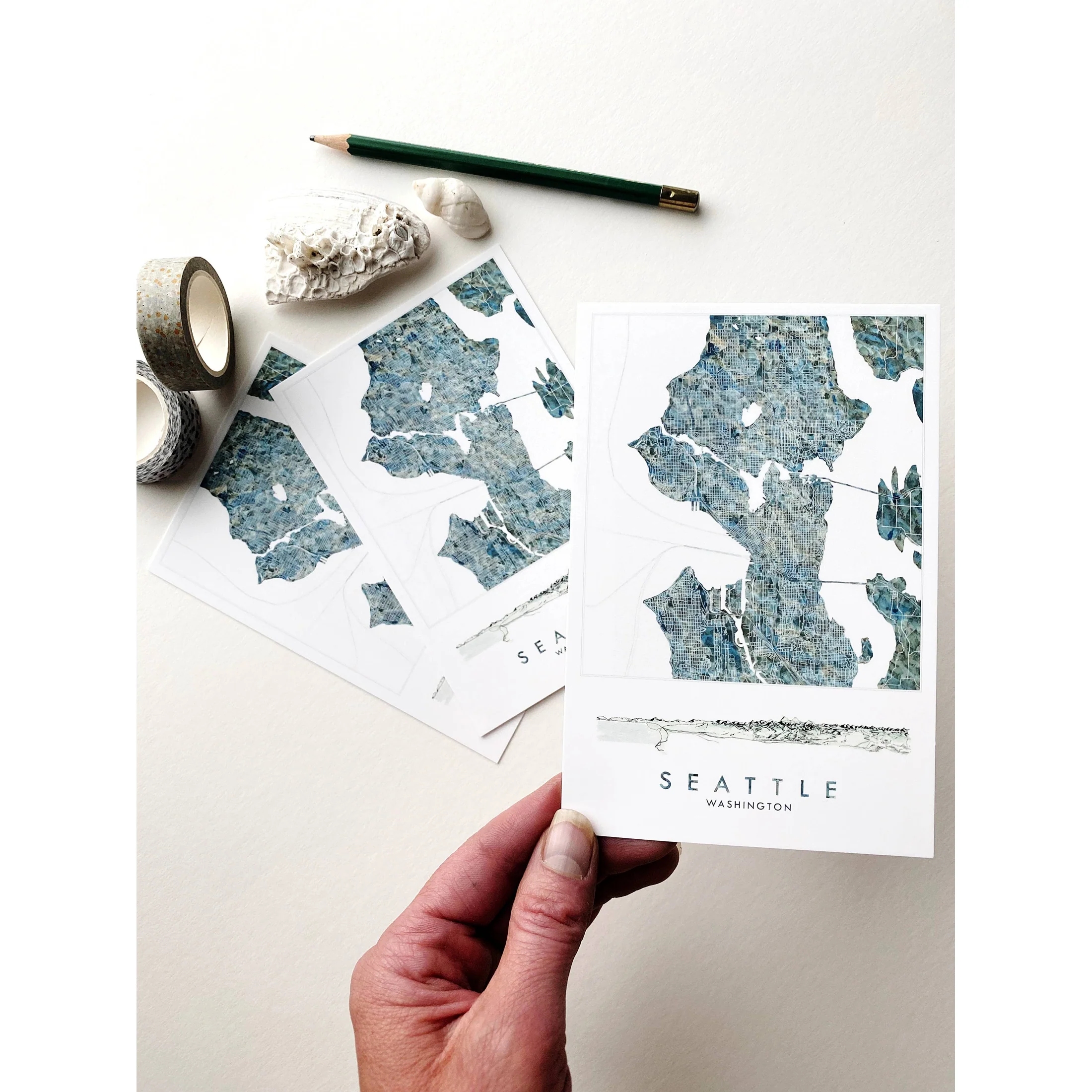Seattle Watercolor Map Postcard - Image 3
