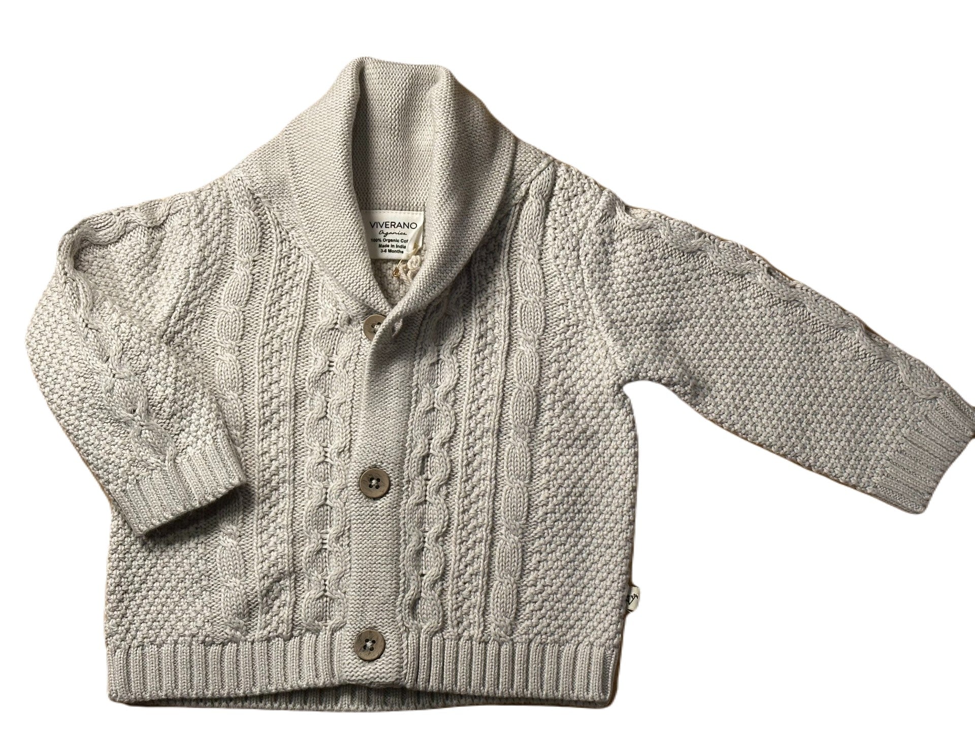 Shawl Collar Cable Knit Baby Cardigan - Image 2