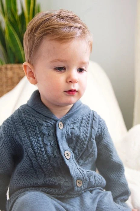 Shawl Collar Cable Knit Baby Cardigan - Image 3