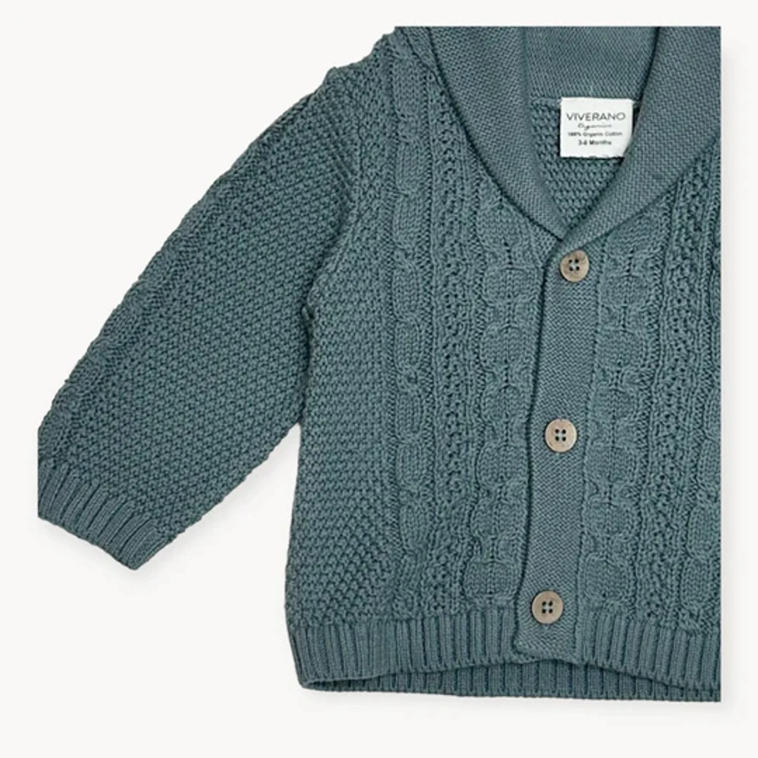 Shawl Collar Cable Knit Baby Cardigan - Image 4