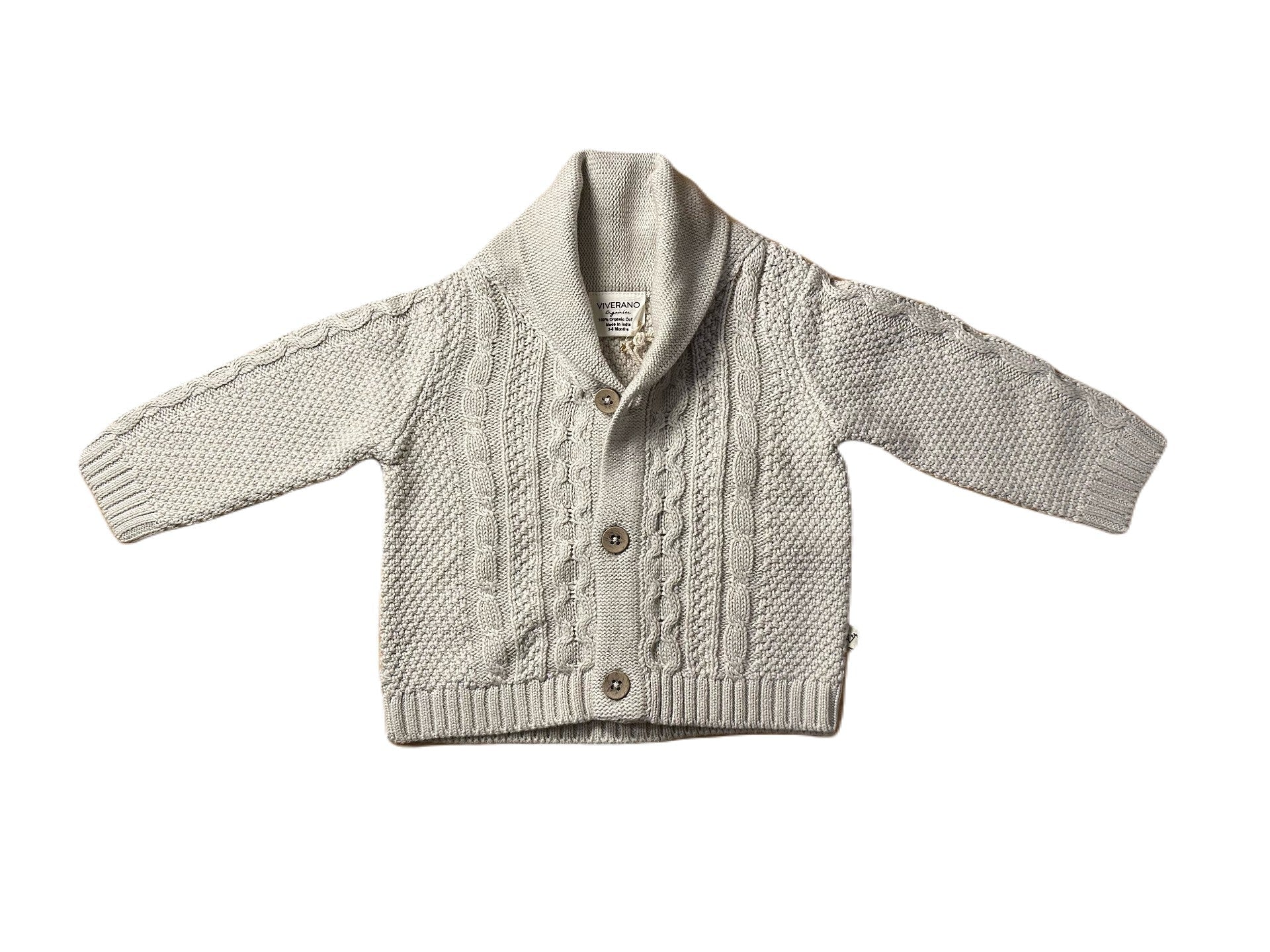 Shawl Collar Cable Knit Baby Cardigan - Image 6