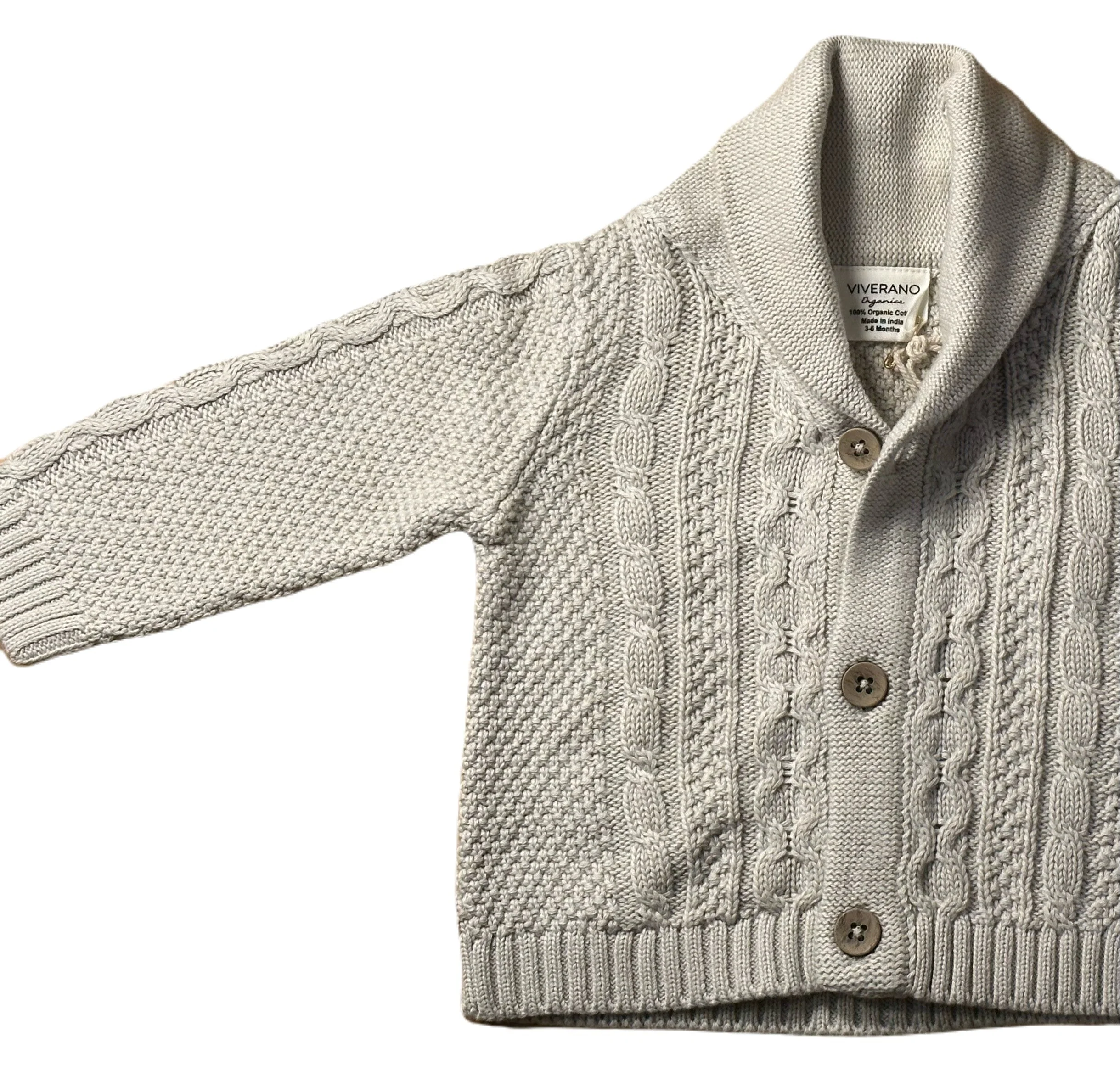 Shawl Collar Cable Knit Baby Cardigan - Image 9
