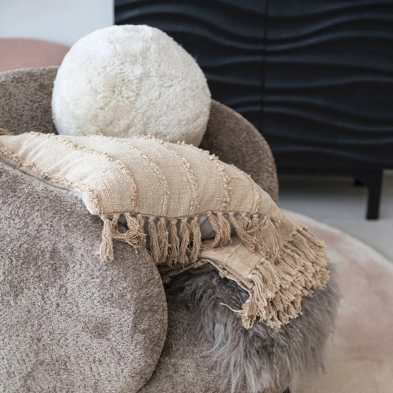 Sheepskin Orb Pillow - Image 3