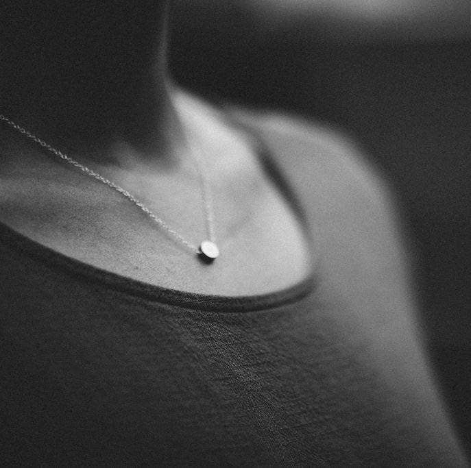 Simple Brass Dot Necklace on Sterling Chain - Image 2