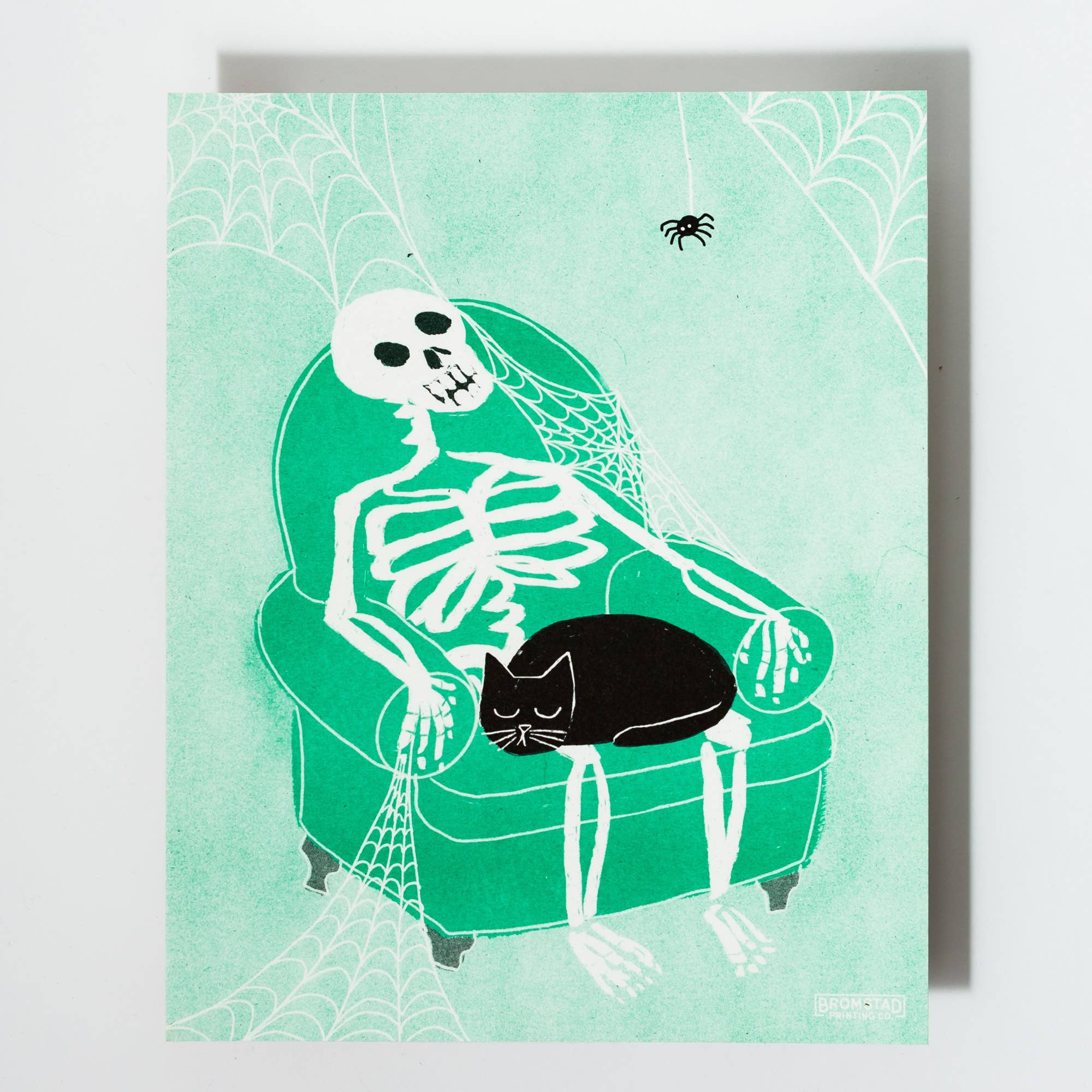 Skeleton Lap Cat Risograph Art Print - Image 2