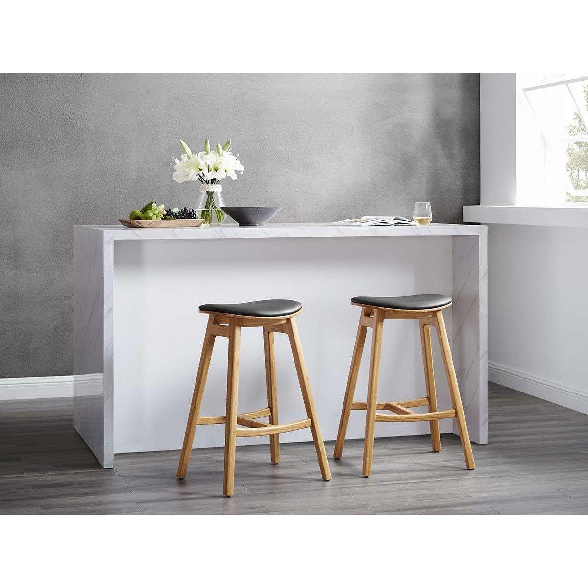 Skol 26" Counter Stool, Leather Seat - Boxed set of 2 - Image 2