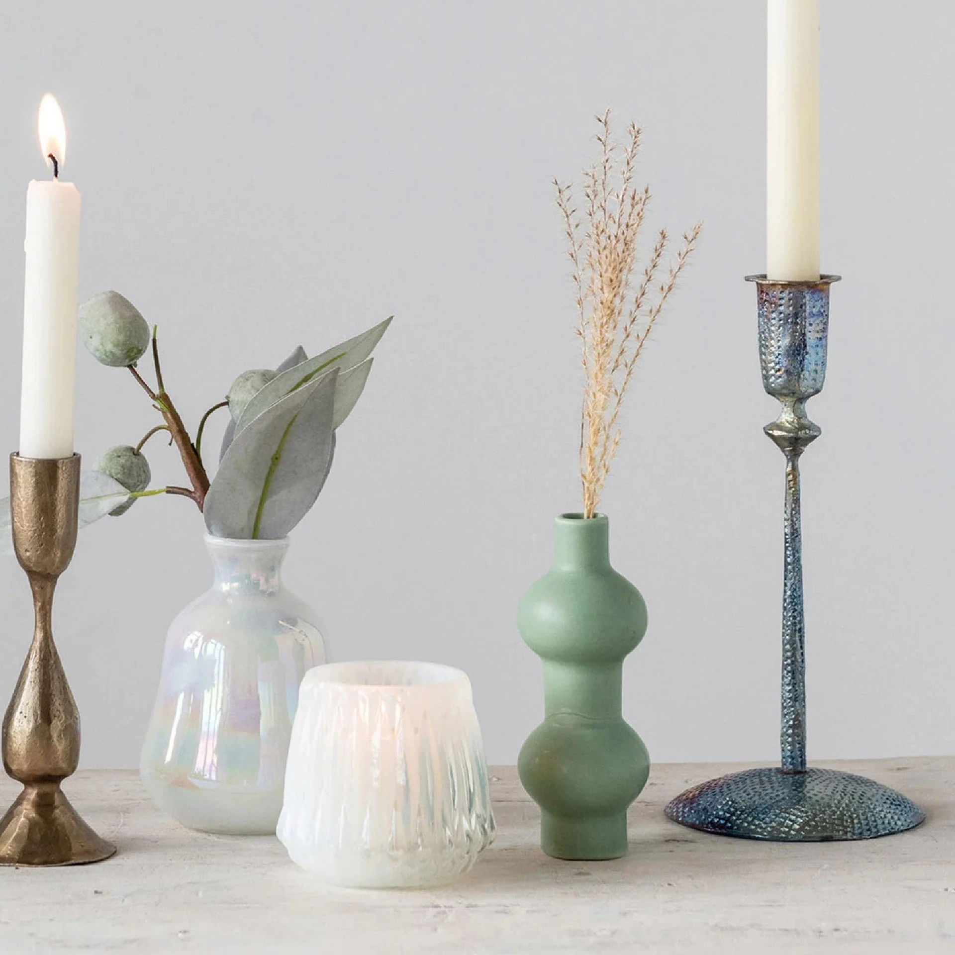 Small Aqua Stoneware Vase - Image 2