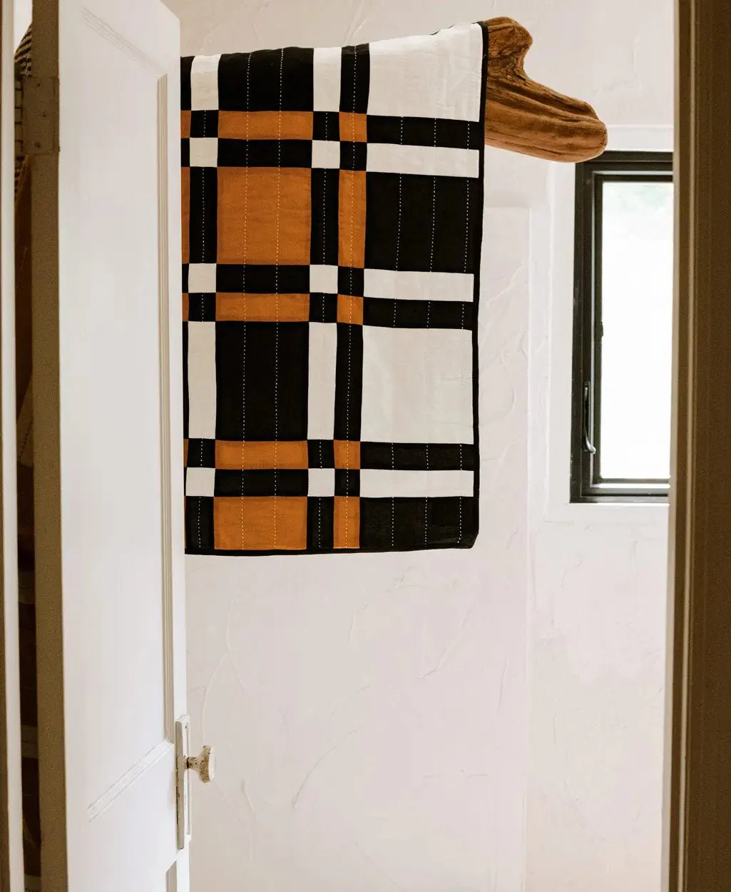 Patchwork Plaid Quilt Small Throw Quilt: Camel - Image 2