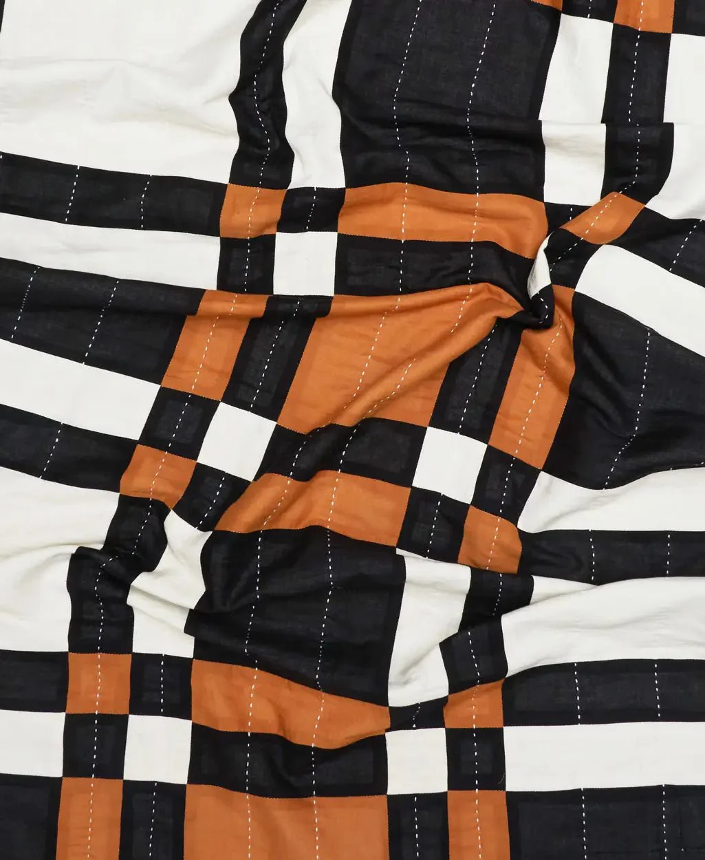 Patchwork Plaid Quilt Small Throw Quilt: Camel - Image 3
