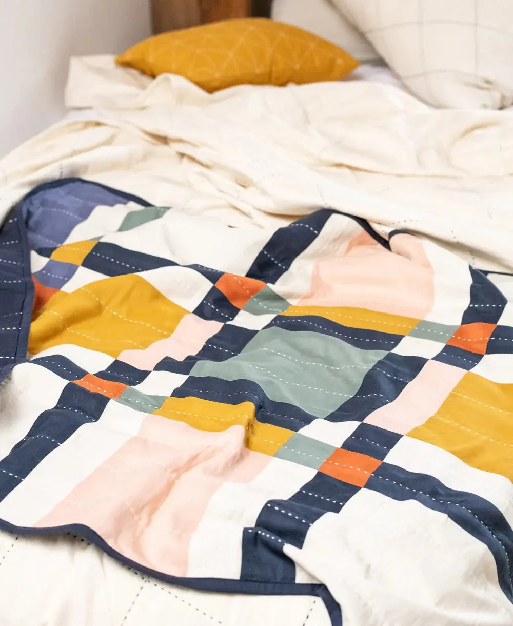 Patchwork Plaid Small Throw Quilt: Multi - Image 4
