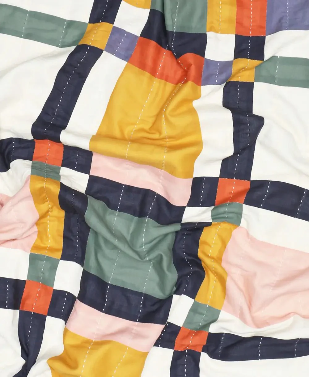 Patchwork Plaid Small Throw Quilt: Multi - Image 5
