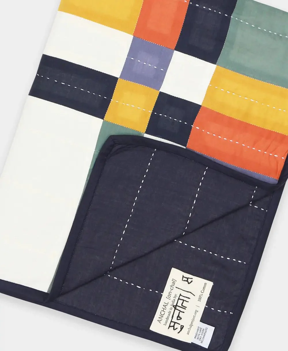 Patchwork Plaid Small Throw Quilt: Multi - Image 6