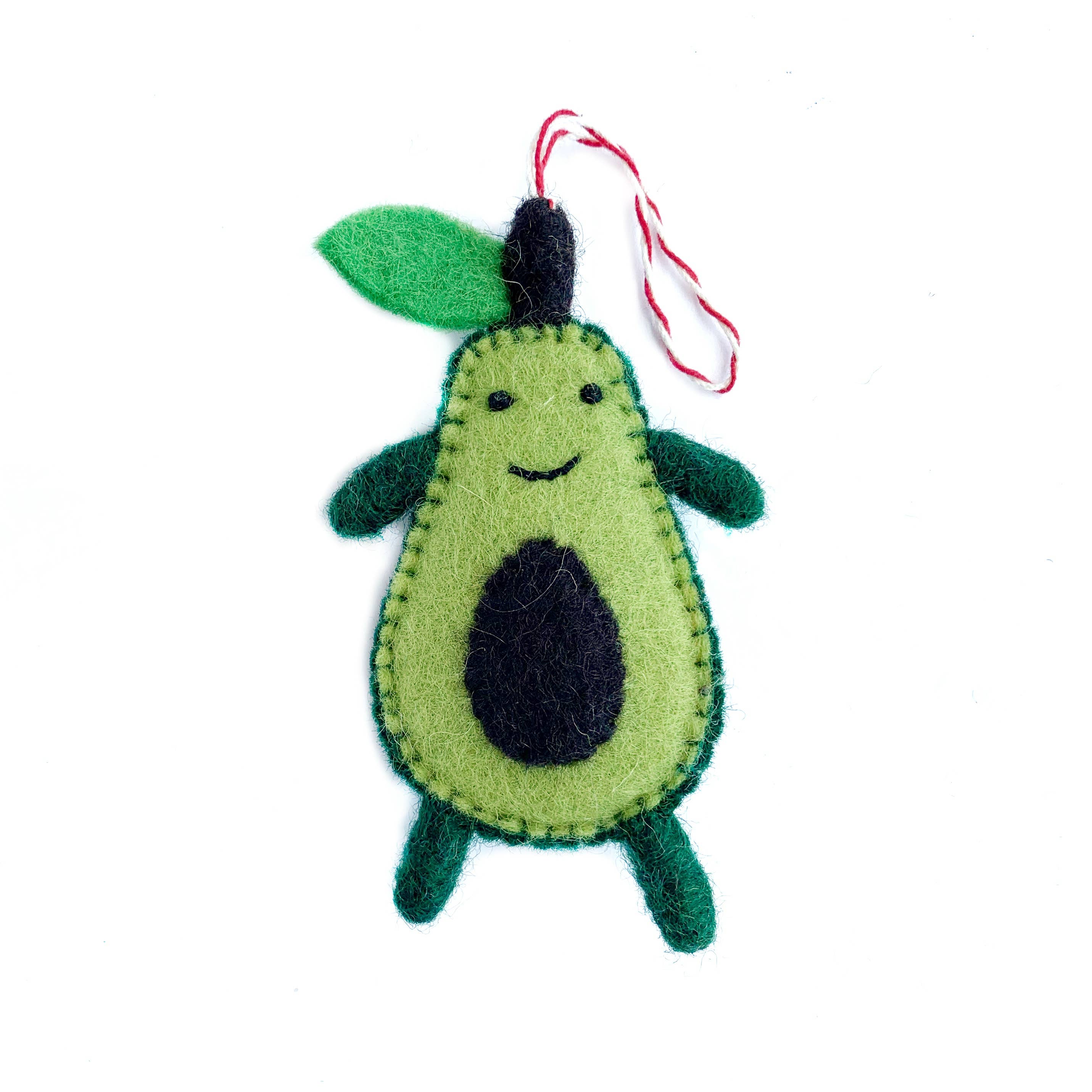 Happy Avocado Felt Wool Ornament