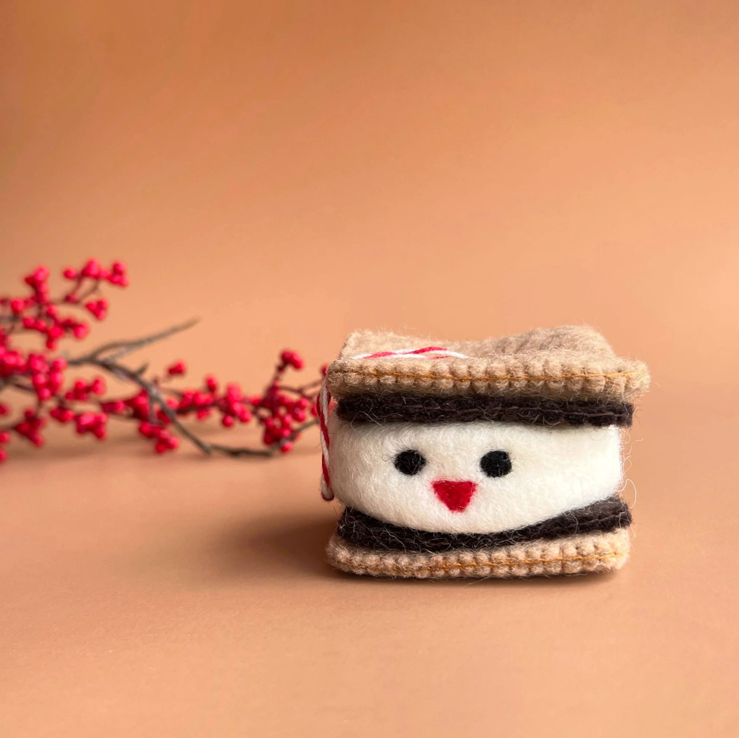 Smiling S'more Felt Wool Ornament - Image 2