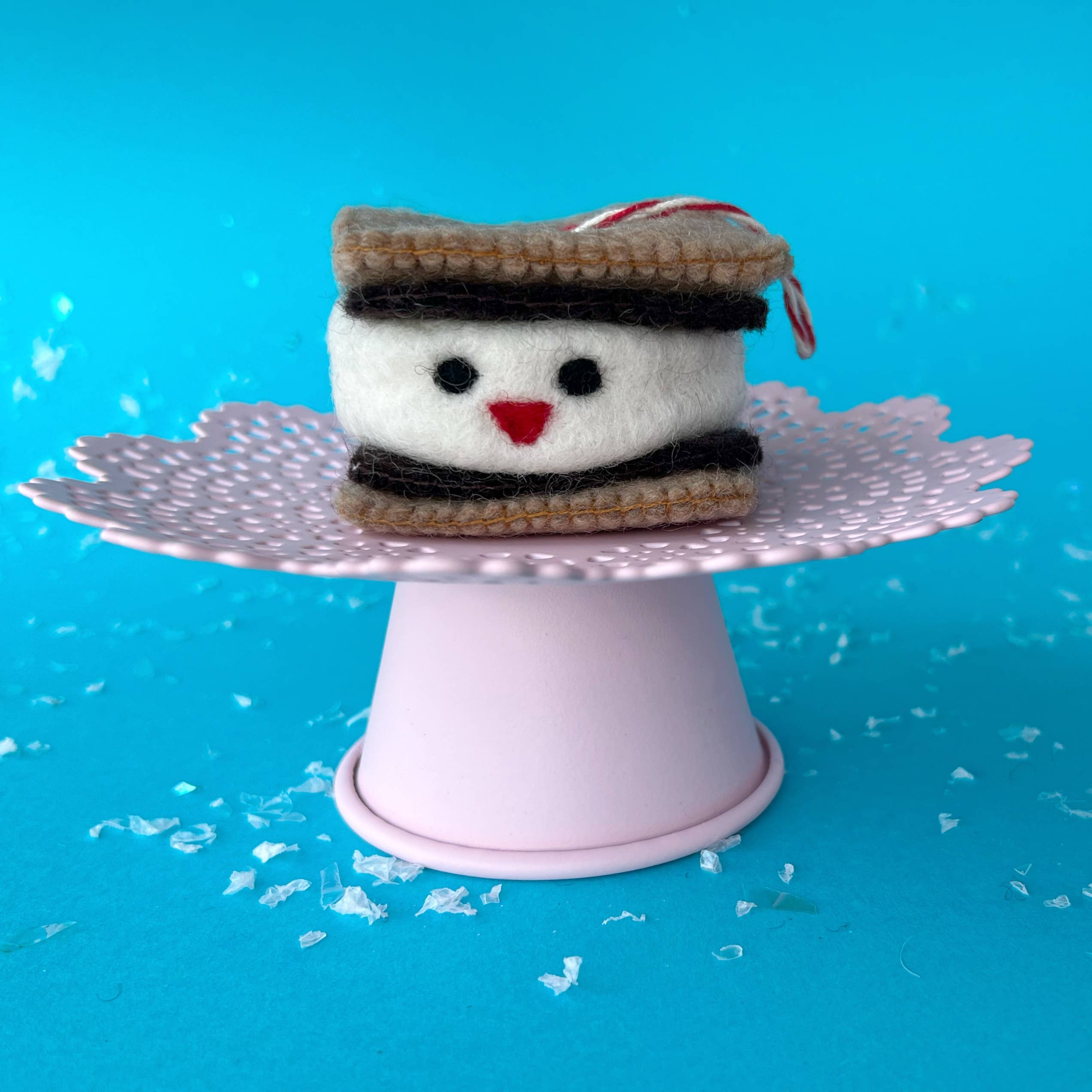 Smiling S'more Felt Wool Ornament - Image 6