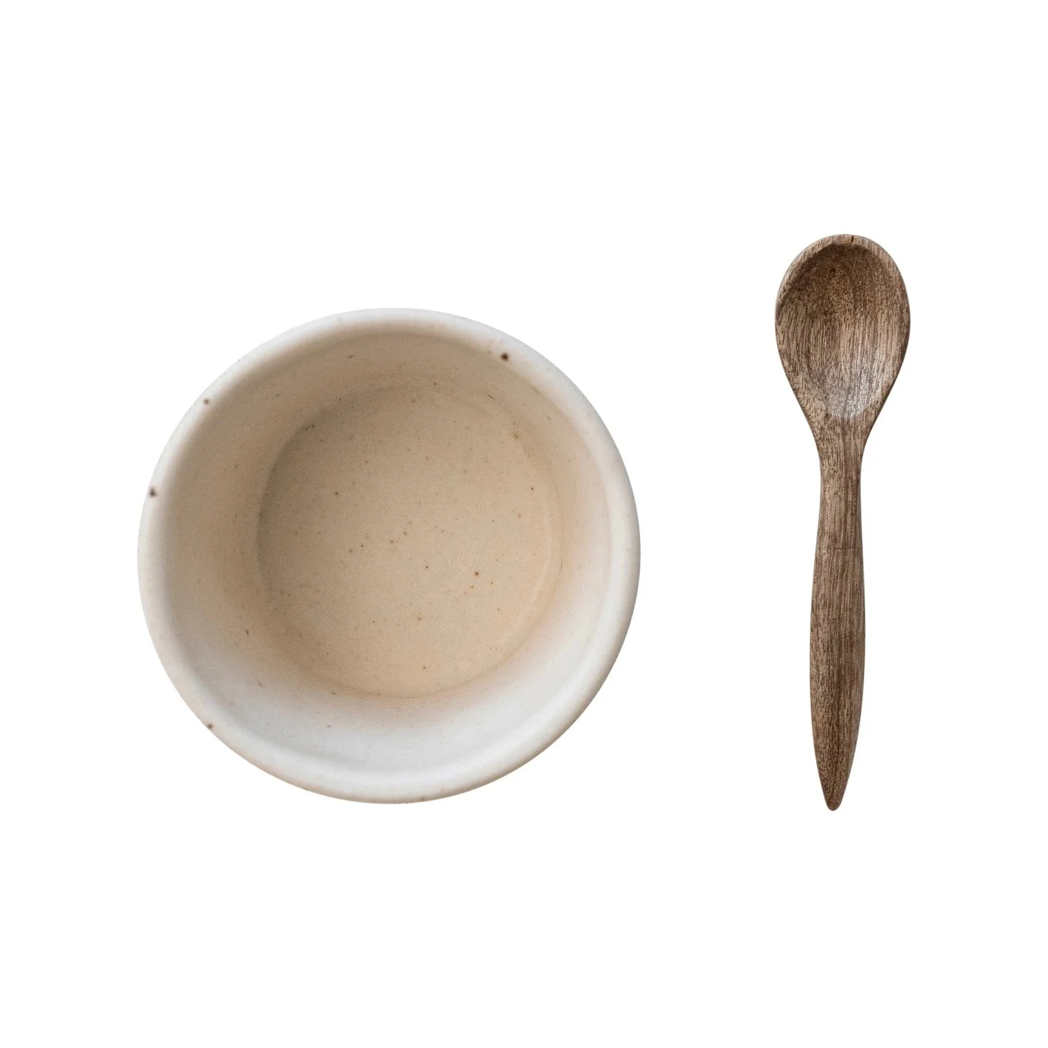 Speckled Bowl with Mango Wood Spoon - Image 2