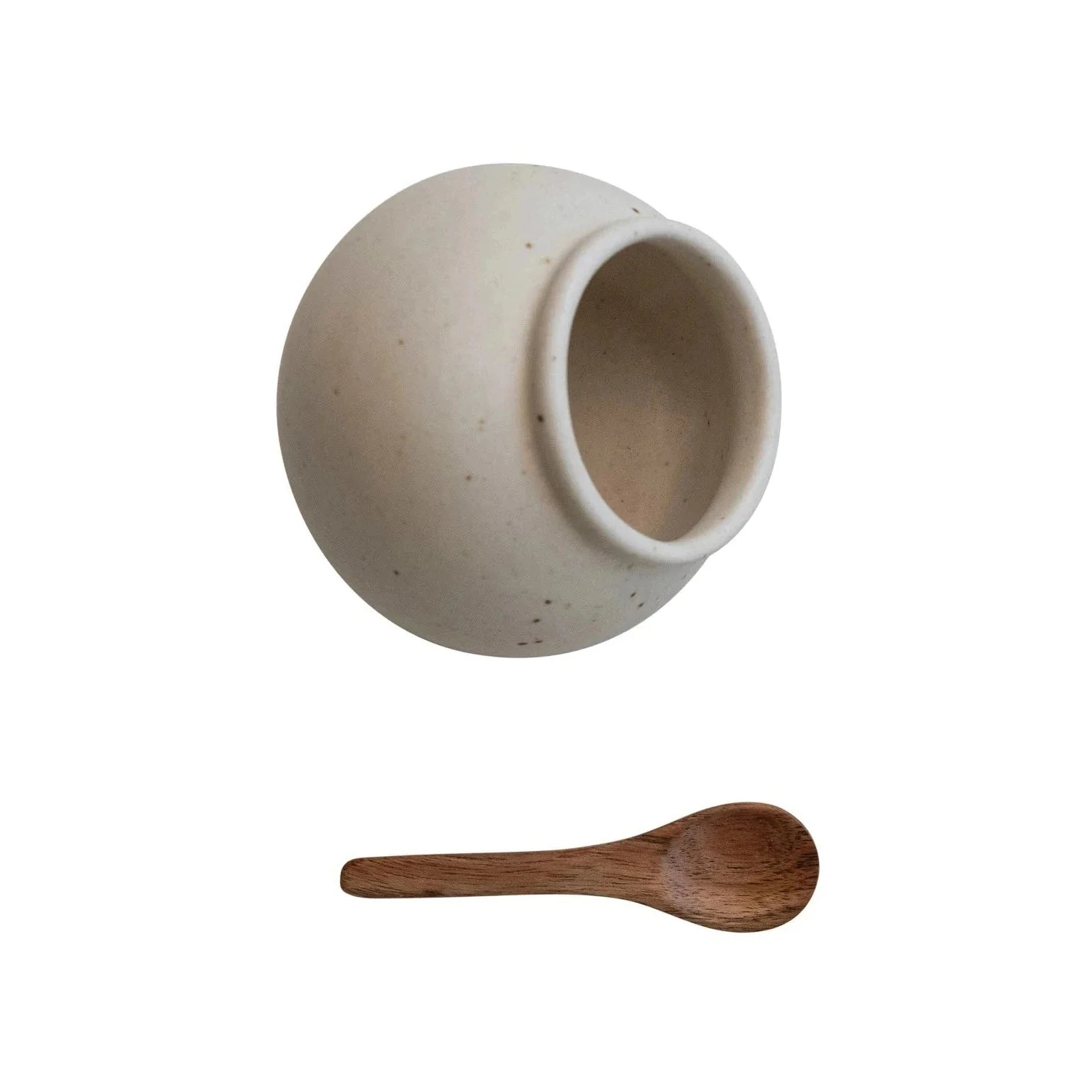 Speckled Salt Cellar with Mango Wood Spoon - Image 4