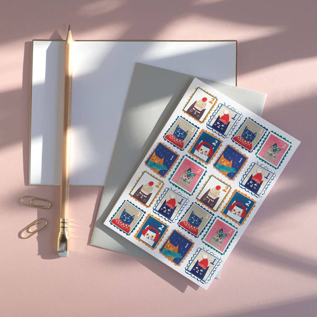 Cat Stamp Collection Greeting Card - Image 2
