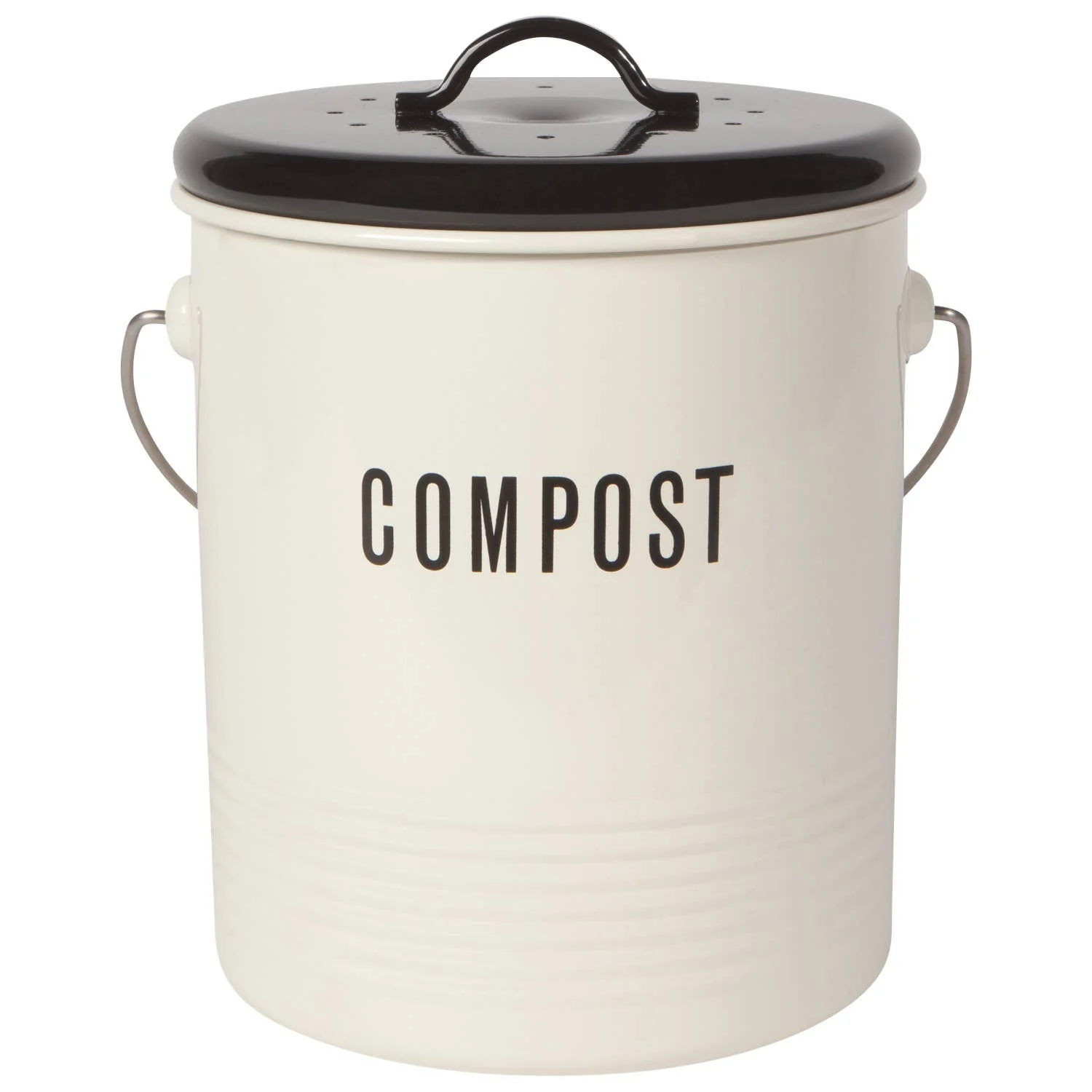 Vintage Ivory Steel Compost Bin - Image 2