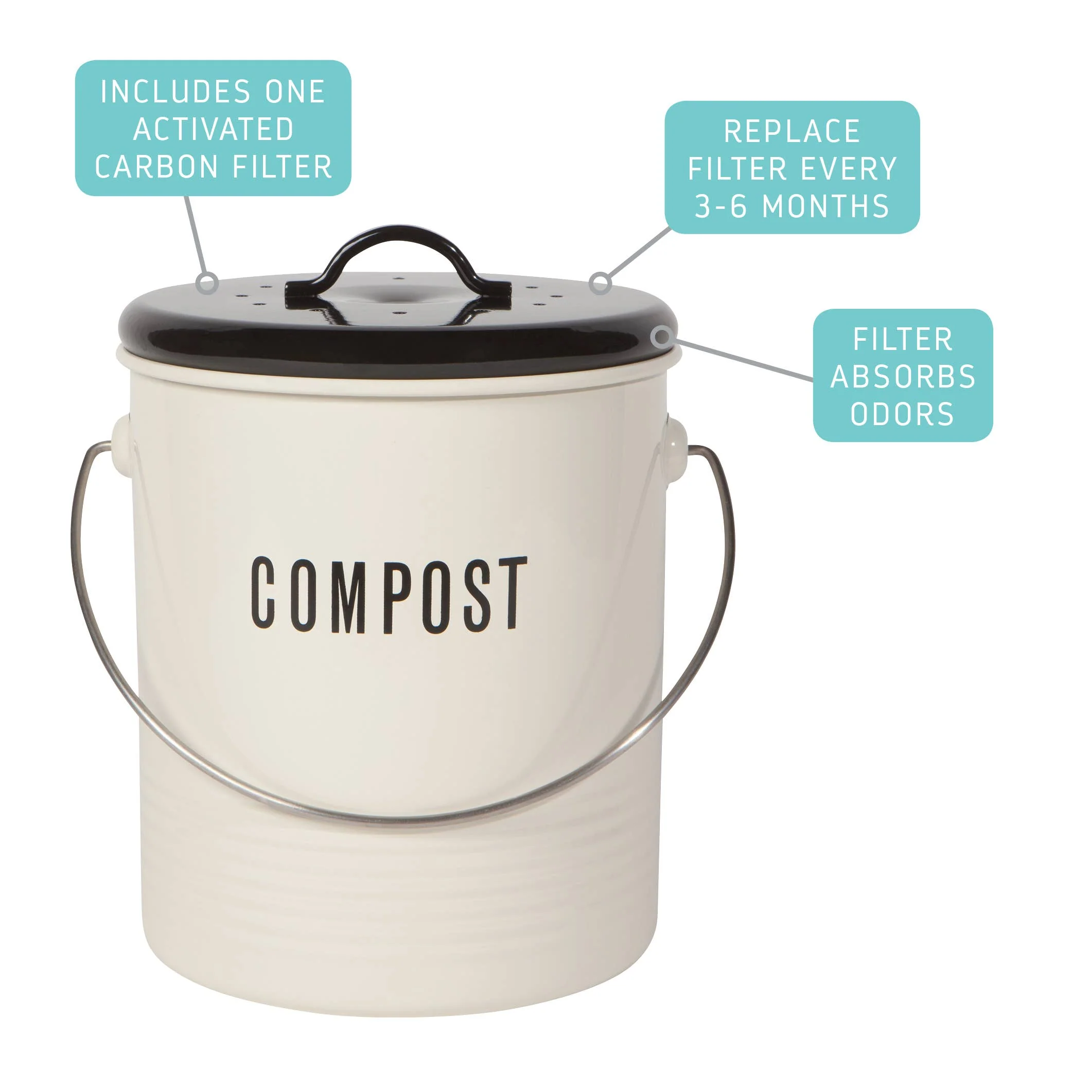 Vintage Ivory Steel Compost Bin - Image 6