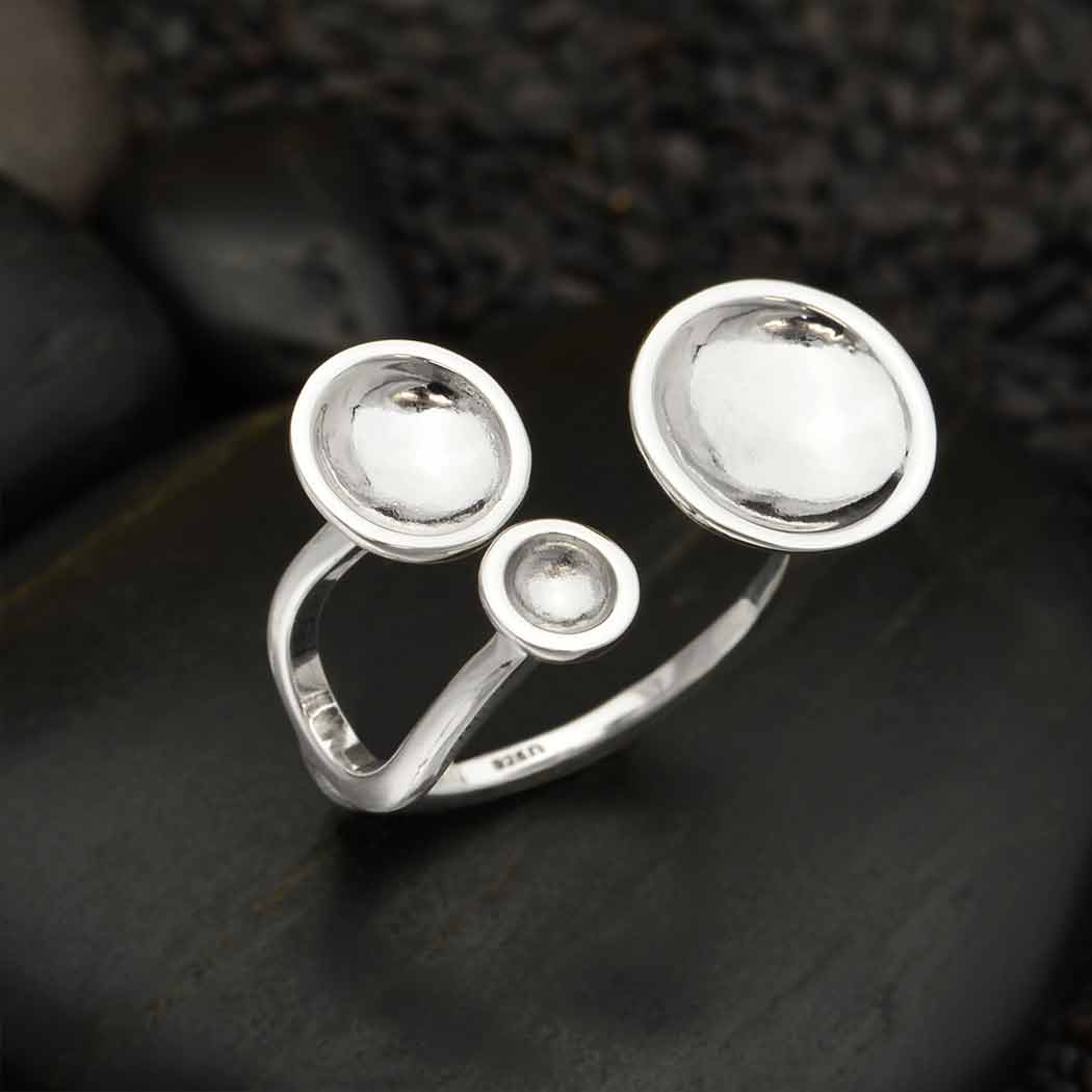 Sterling Silver Adjustable Cupped Circle Ring