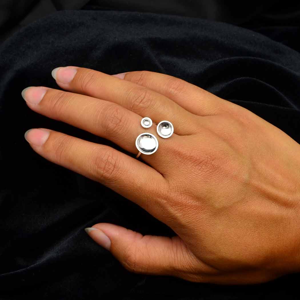 Sterling Silver Adjustable Cupped Circle Ring - Image 2