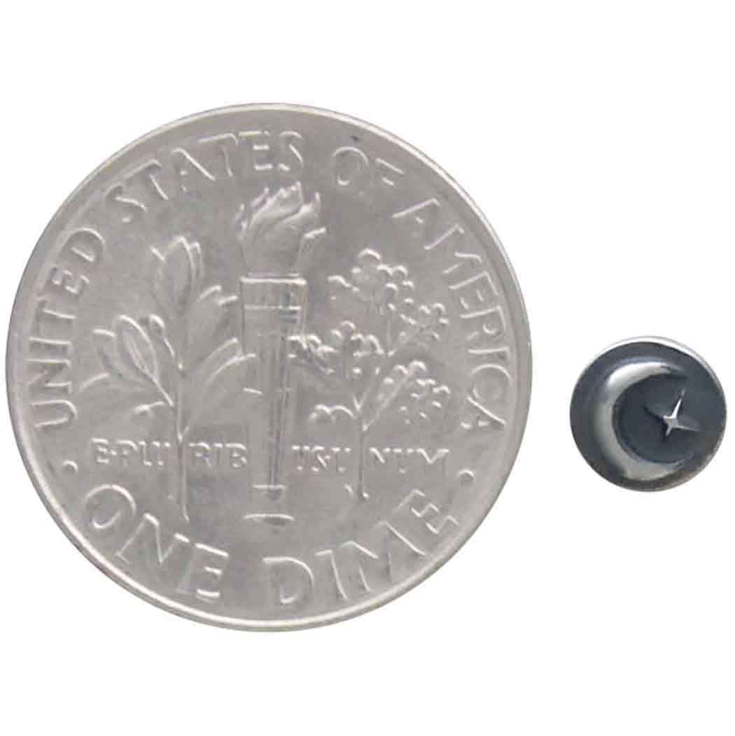 Moon and Star Sterling Silver Post Earrings - Image 4
