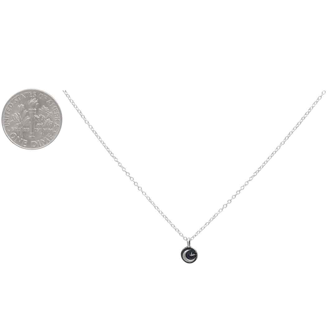 Star and Moon Sterling Silver 18 Inch Necklace - Image 3